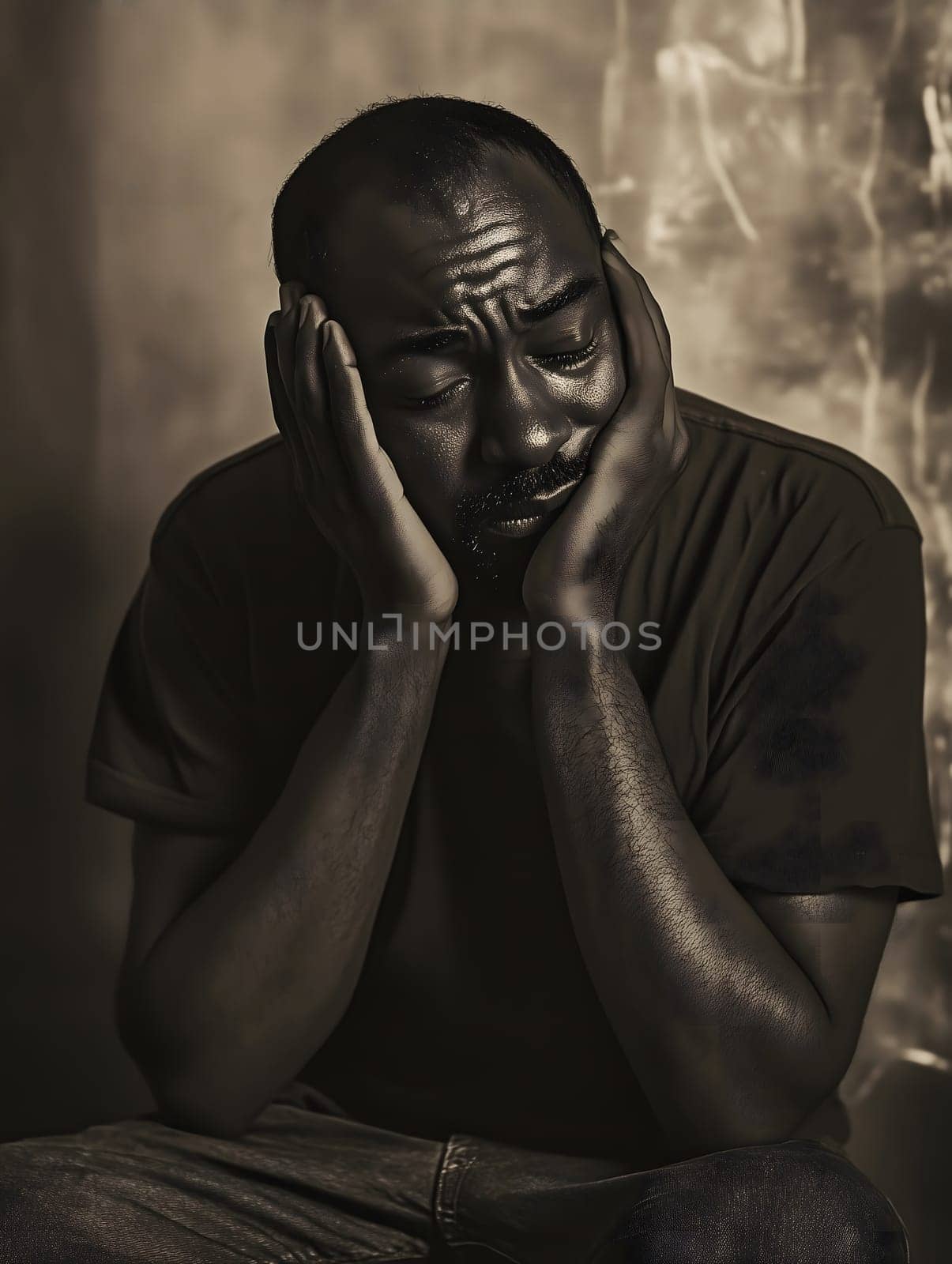 Sad Black Man Emotioanl Man Portrait