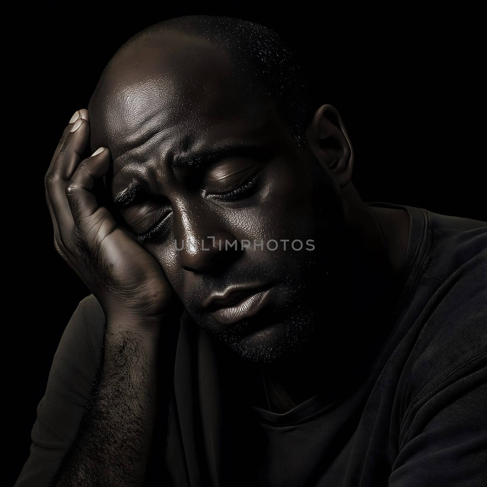 Sad Black Man Emotioanl Man Portrait