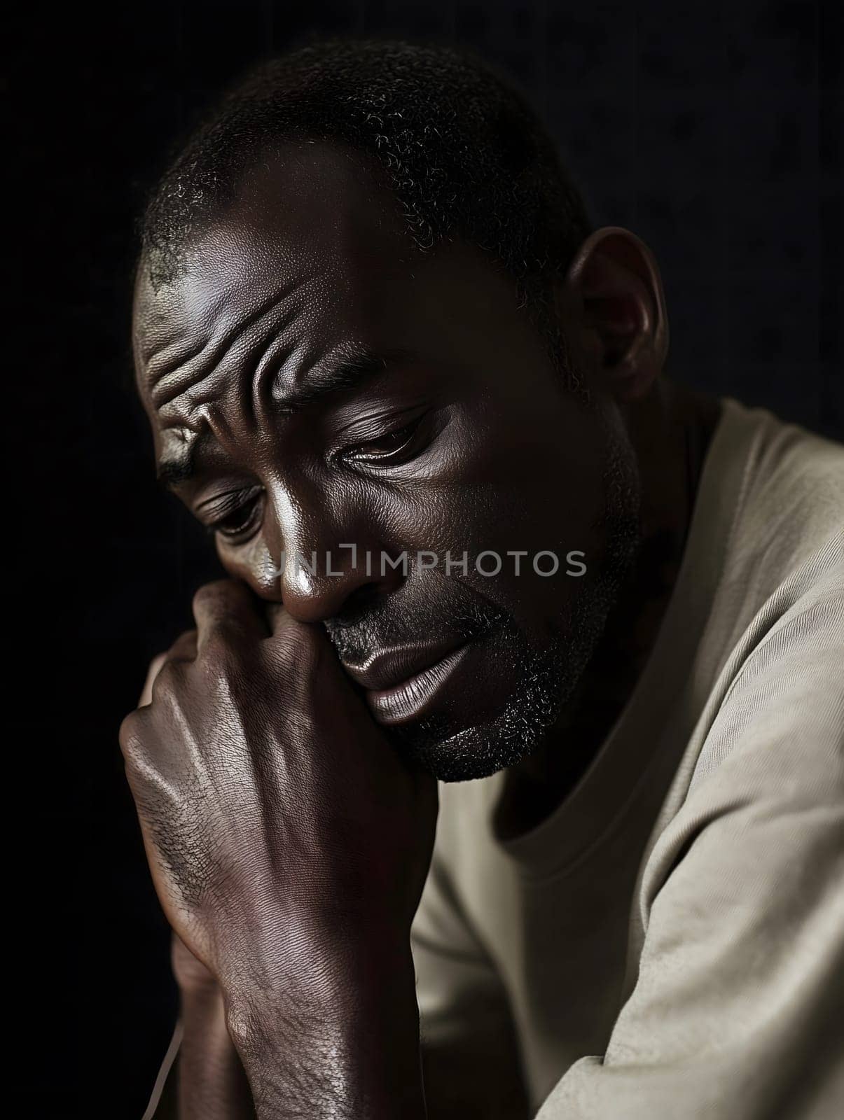 Sad Black Man Emotioanl Man Portrait