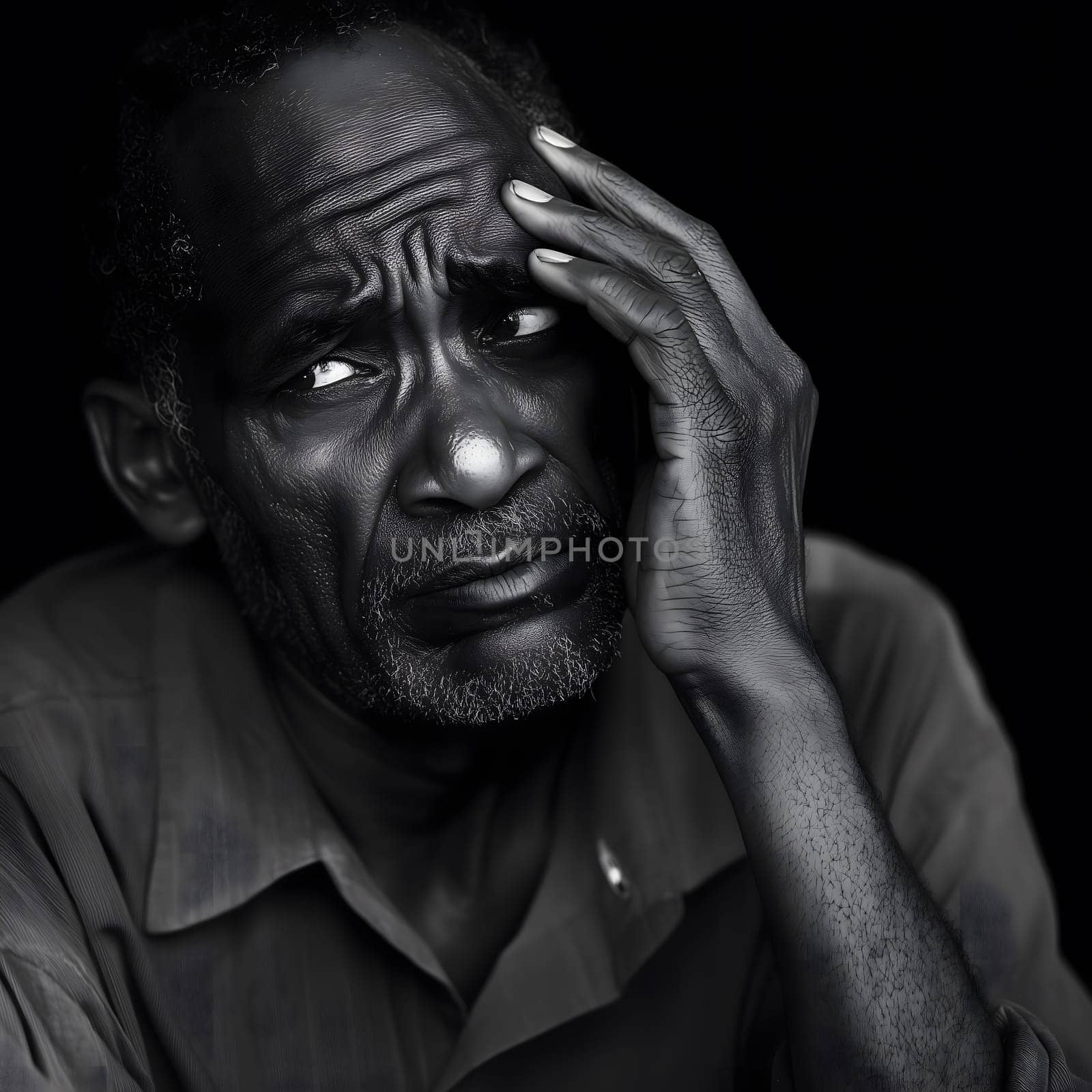 Sad Black Man Emotioanl Man Portrait