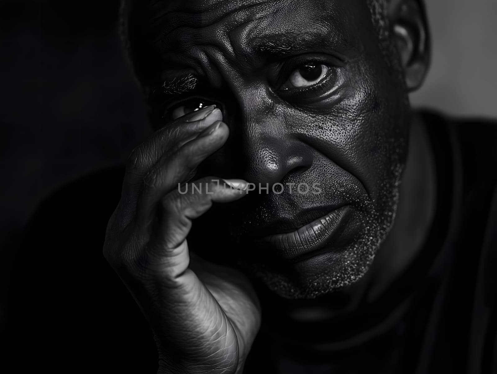 Sad Black Man Emotioanl Man Portrait