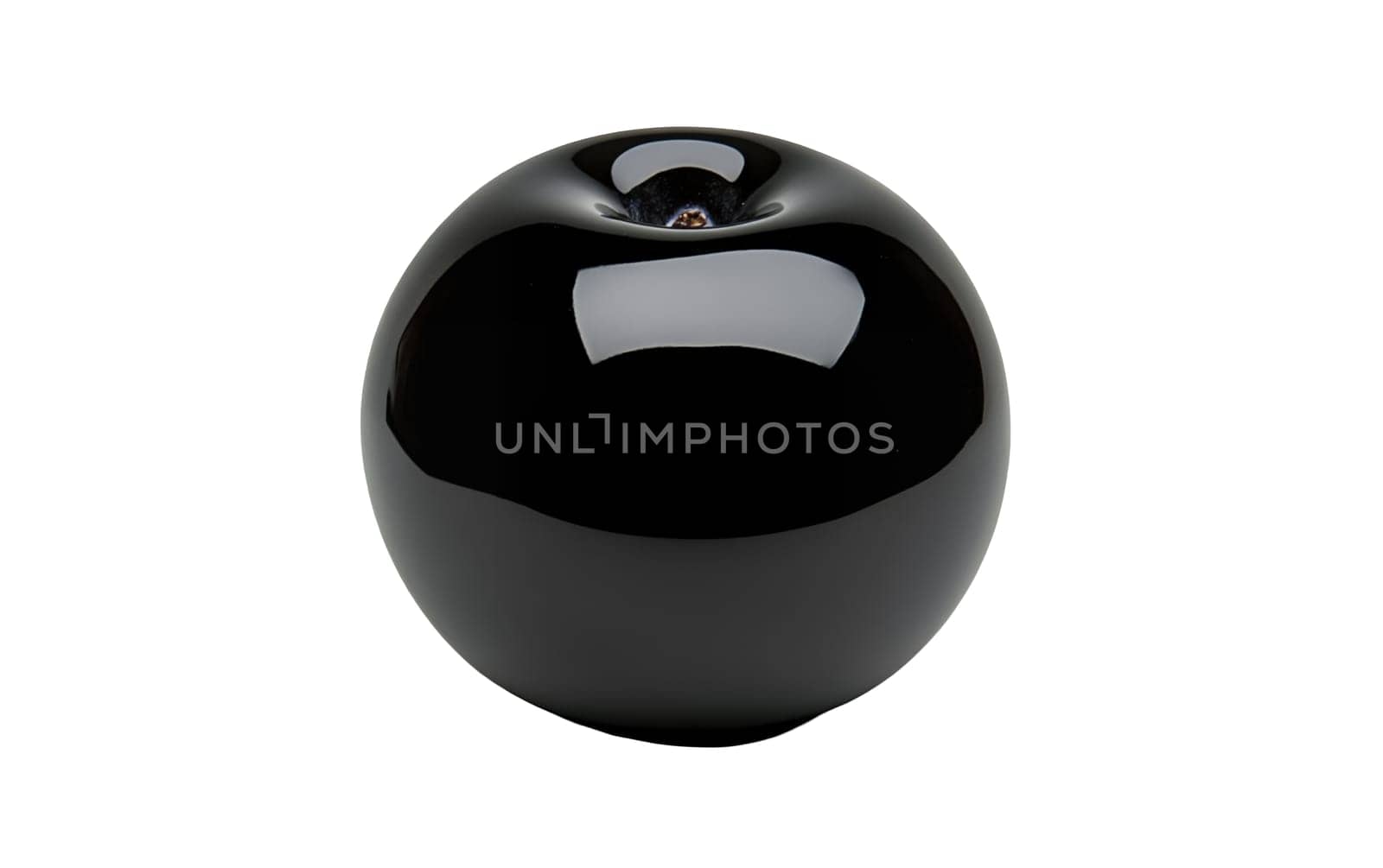 A perfectly round glossy white sphere with a reflective surface against a dark background. Isolated on white background.