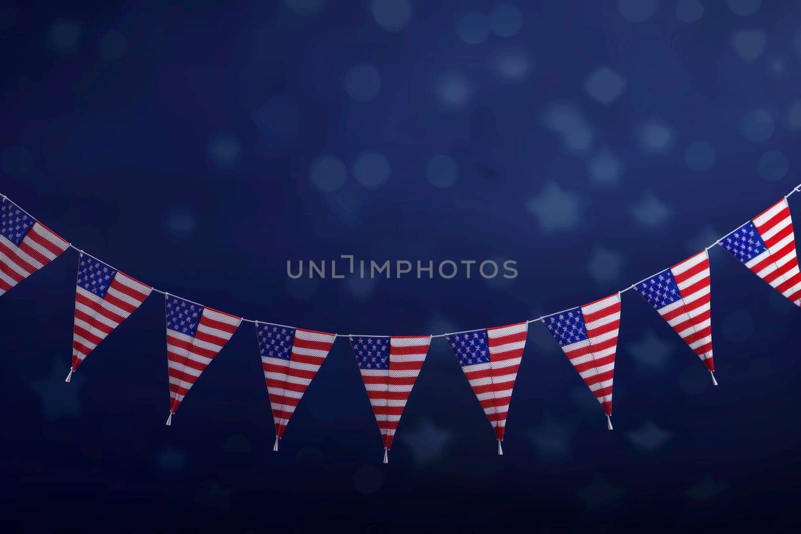 Realistic 3D design with American flag bunting for Patriot Day.