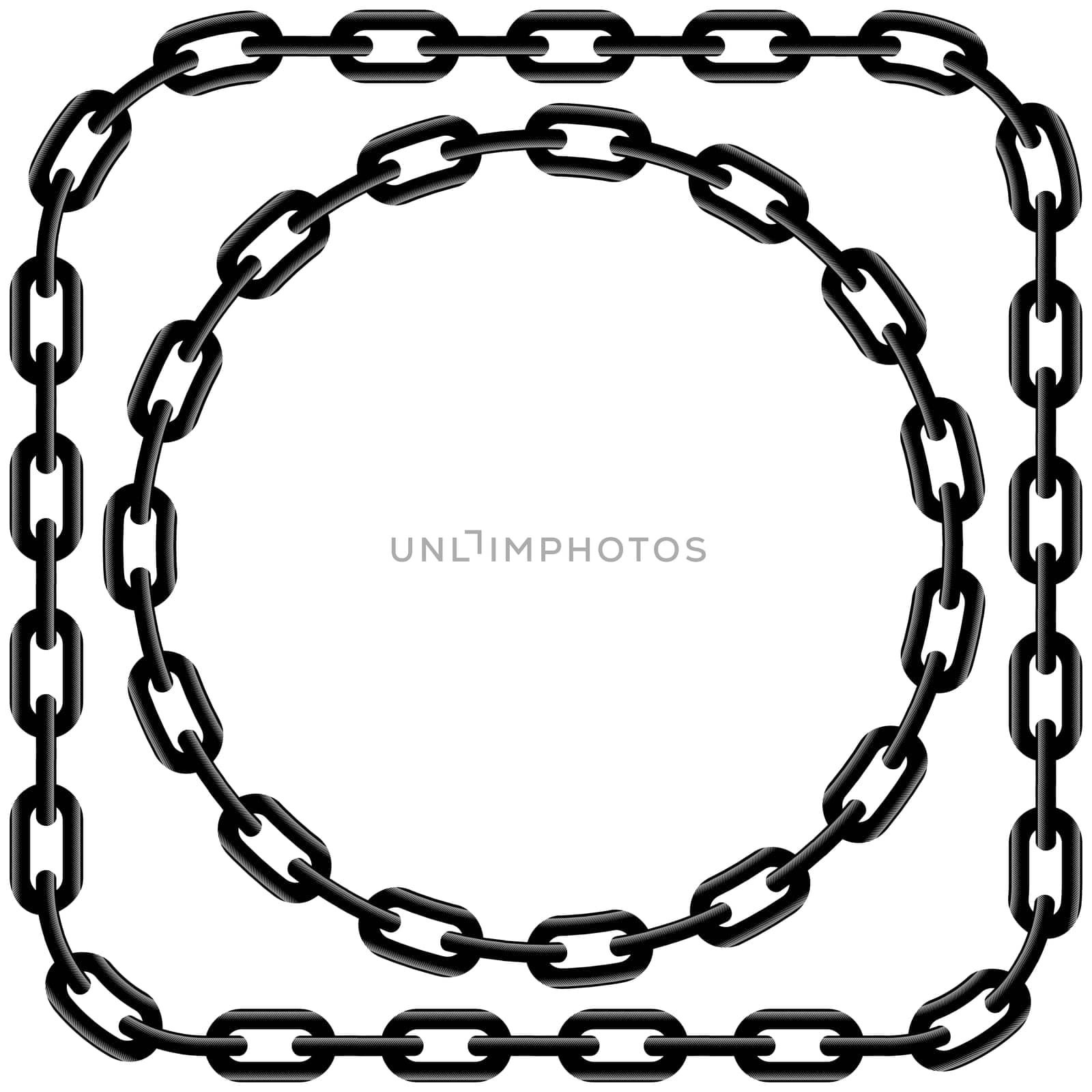 Vector chain circle. Black chain frame isolated on white background.