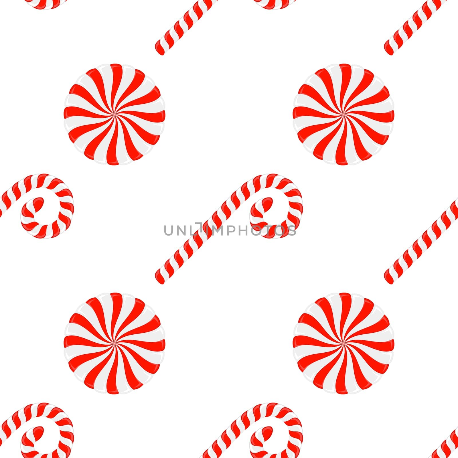 Vector Christmas candy seamless pattern. Lollipop sugar caramel. Cartoon dessert background.
