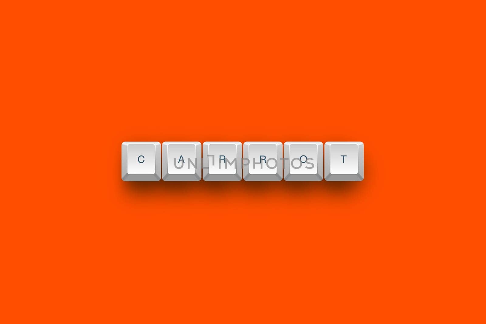 Carrot text on a 3d keyboard button with shadow, 3d Illustration