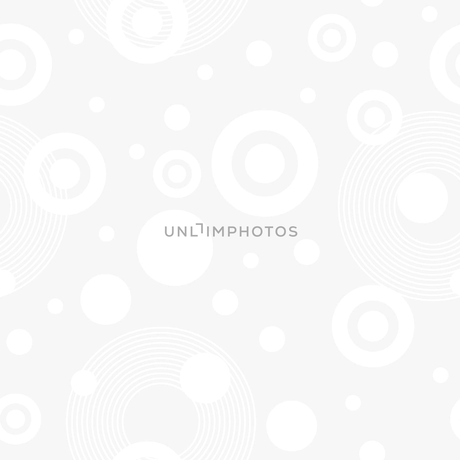 Vector abstract white seamless circles pattern on grey background.