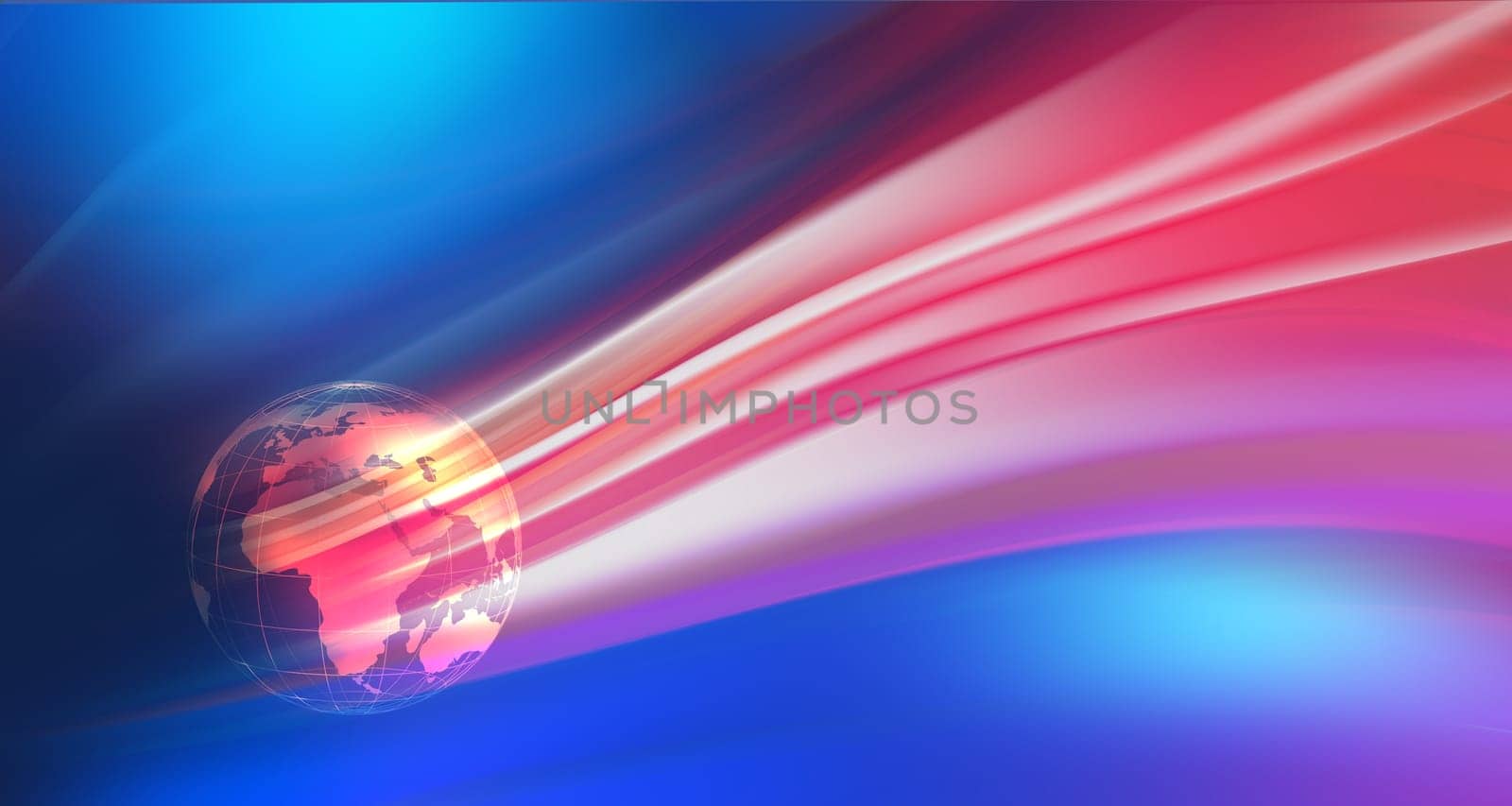 Flowing effect from 3d earth globe, businesss and communication concept-3d illustration