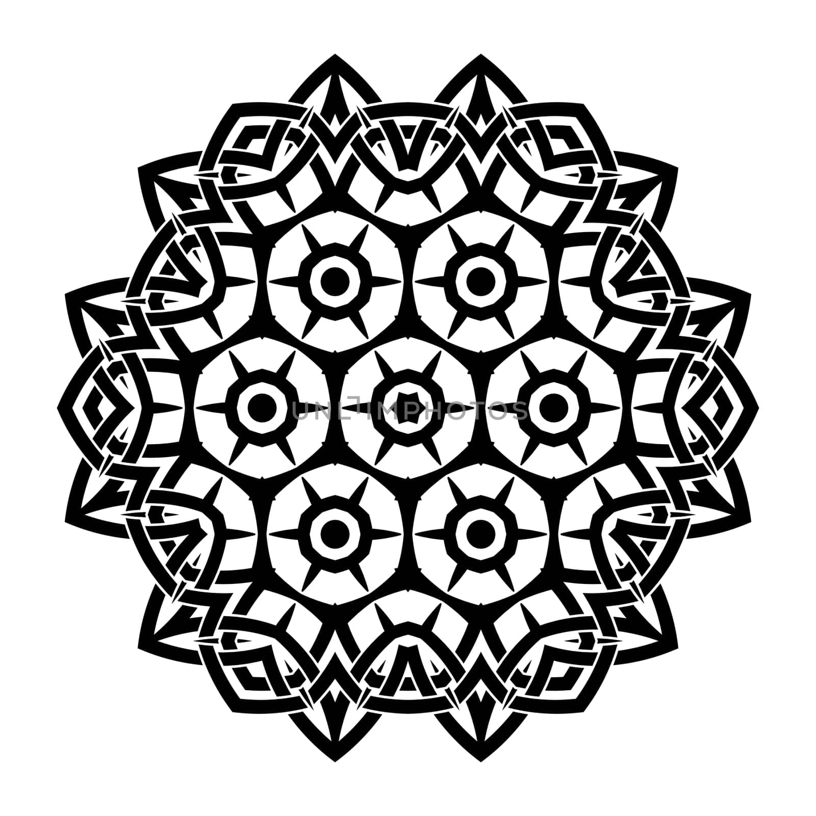 Vector round ornament. Decorative vintage ethnic pattern for tattoo or logo. Celtic knots frame. Scandinavian traditional ornament.