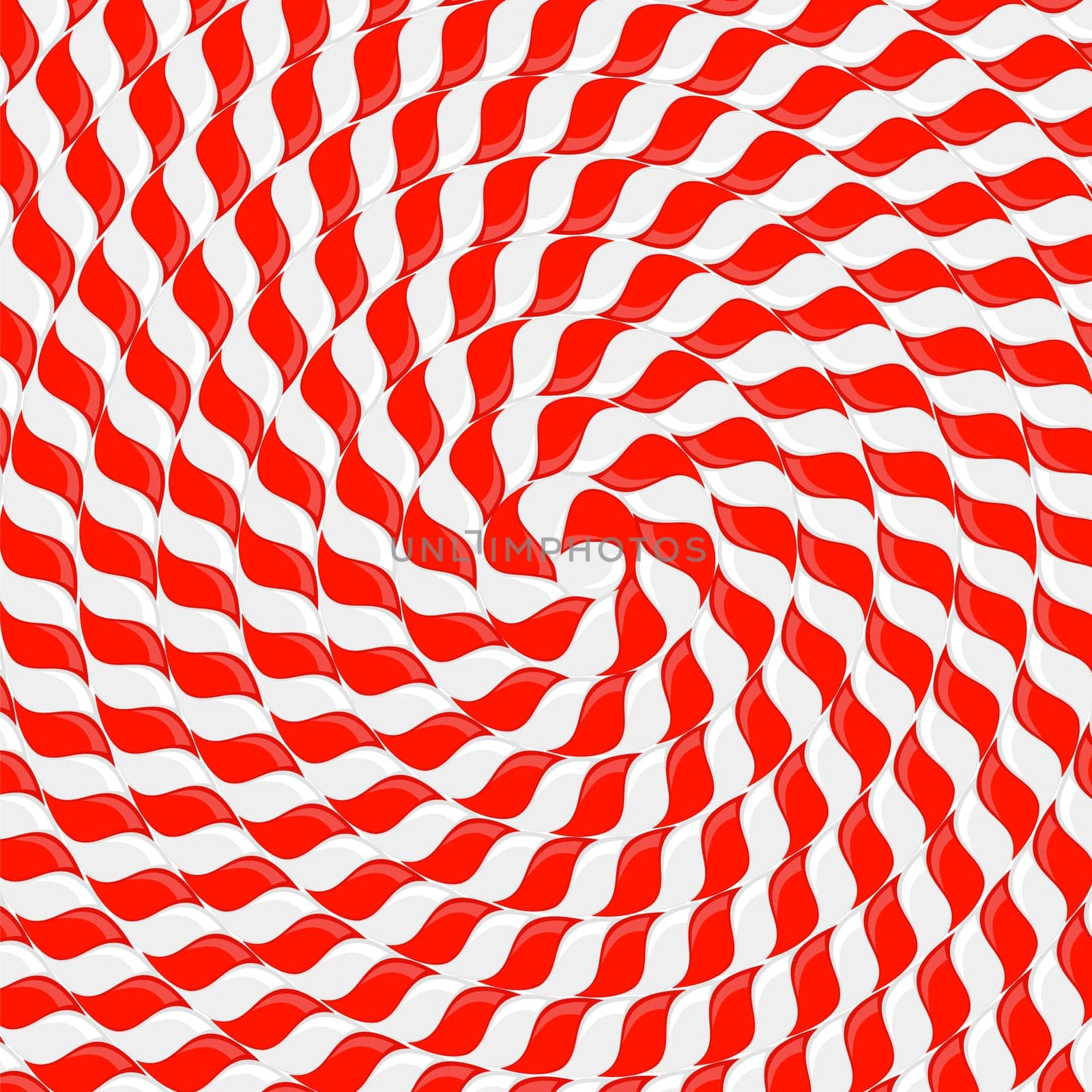 Vector Christmas candy cane spiral. Xmas symbol. Traditional Xmas candy with red and white stripes. Santa caramel cane with striped pattern.
