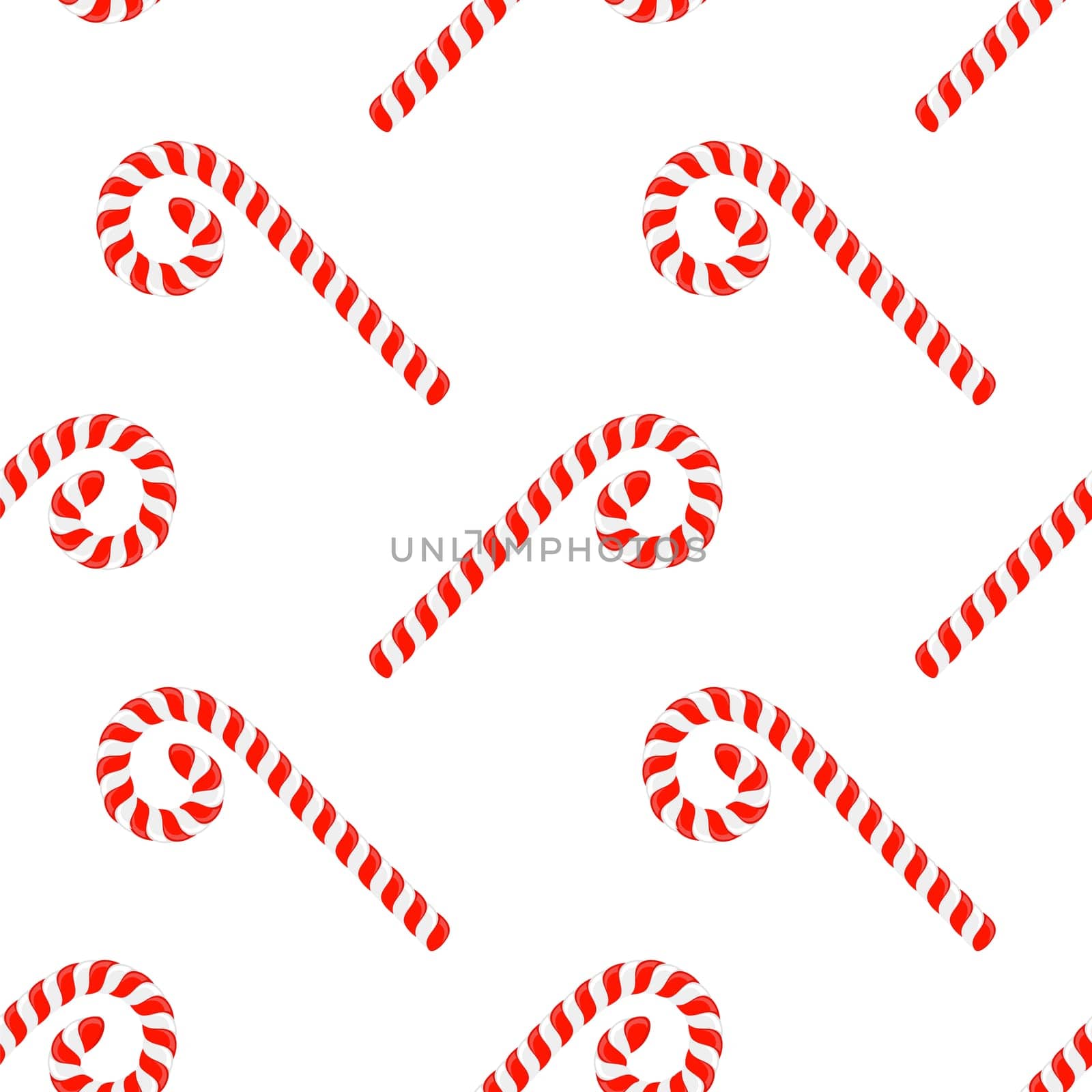 Vector Christmas candy cane seamless pattern on white background. Xmas symbol. Traditional xmas candy with red and white stripes. Santa caramel cane with striped pattern.