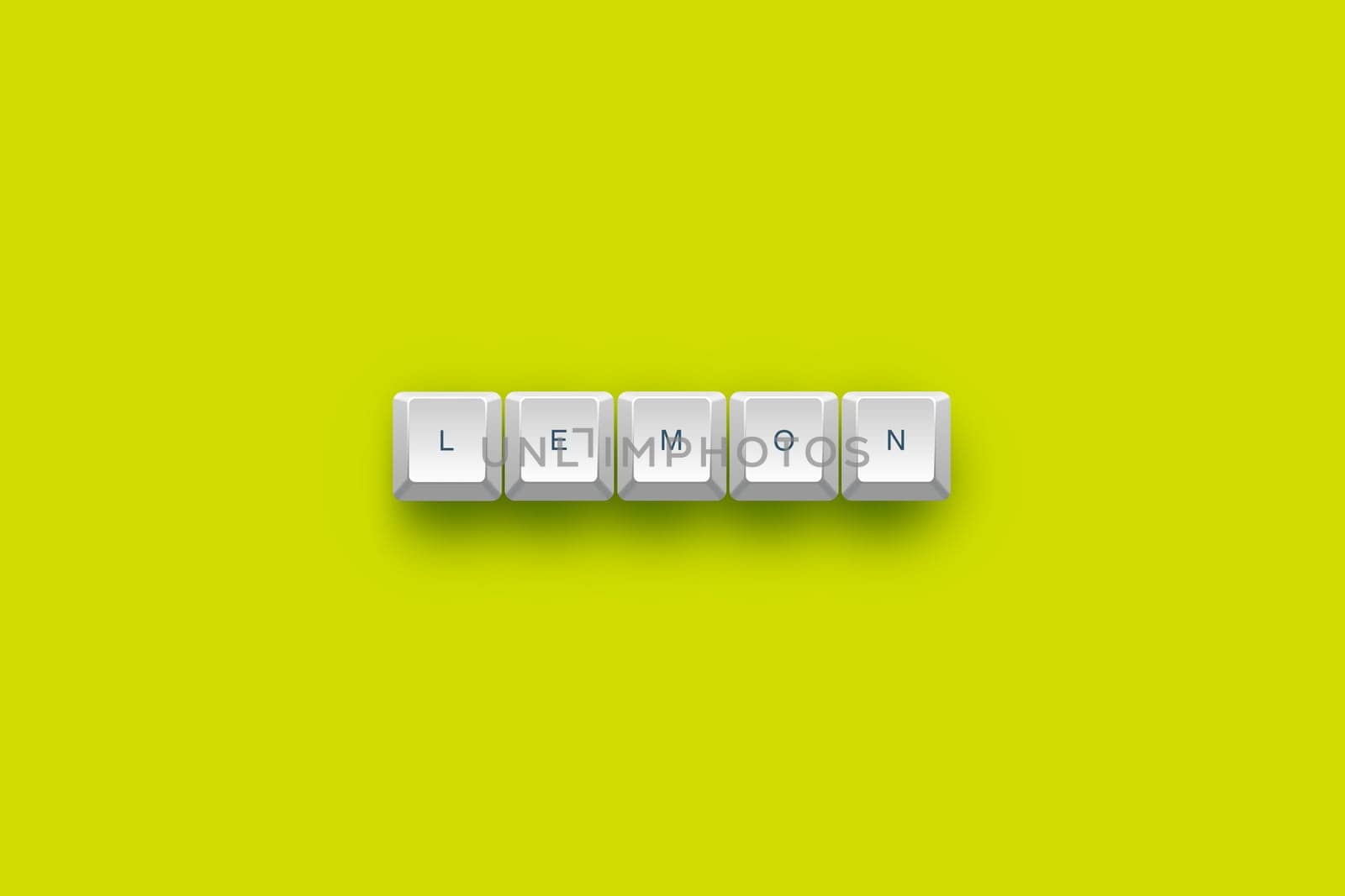Lemon text on a 3d keyboard button with shadow, 3d Illustration