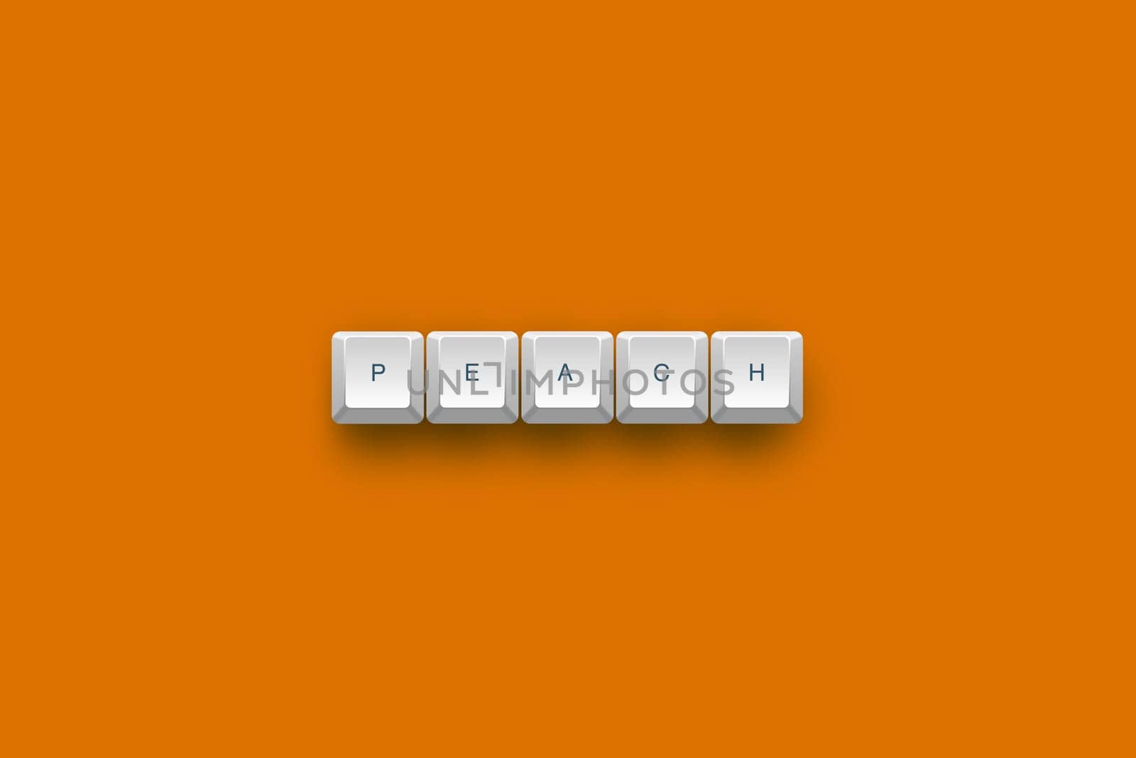 Peach text on a 3d keyboard button with shadow, 3d Illustration