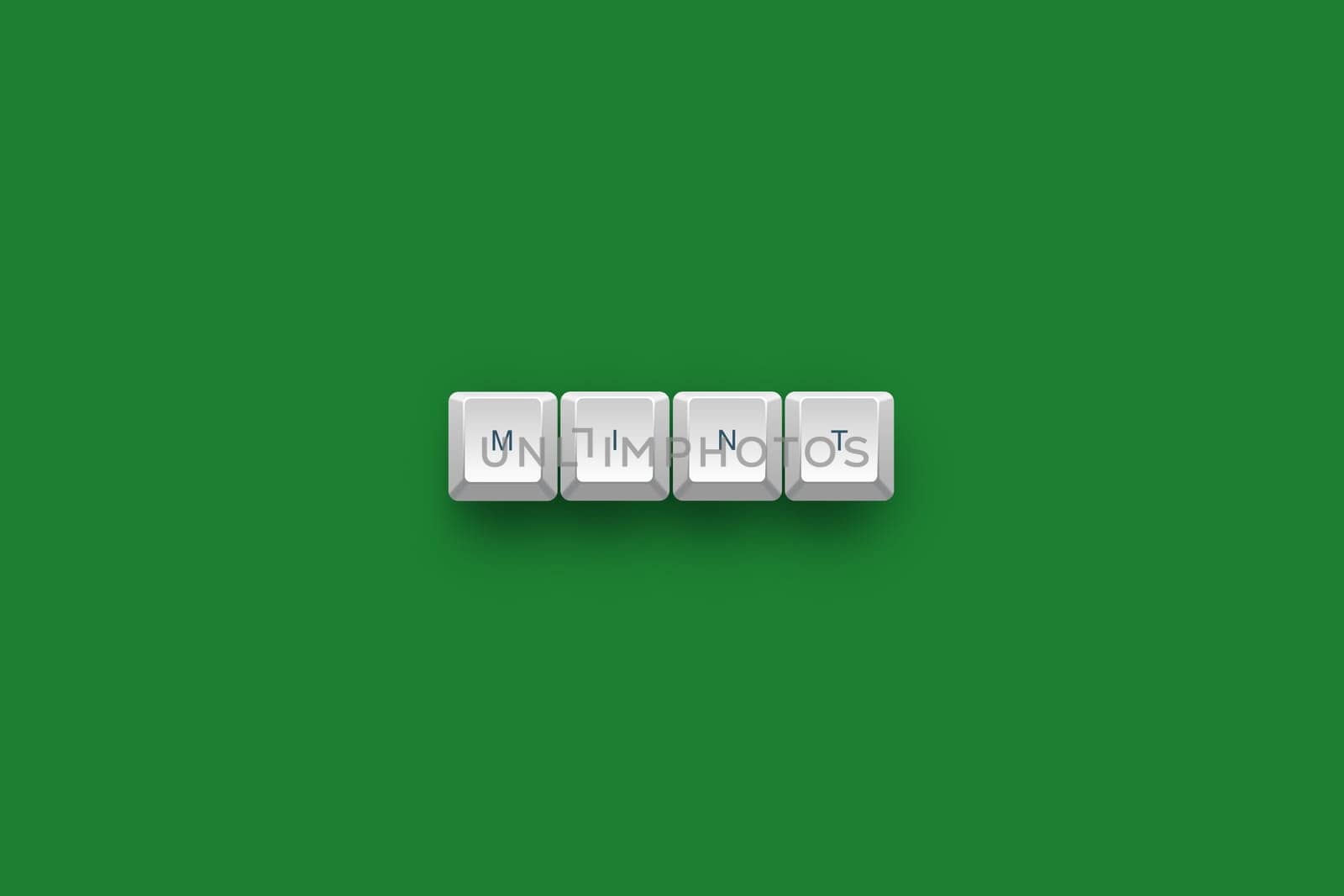 Mint text on a 3d keyboard button with shadow, 3d Illustration