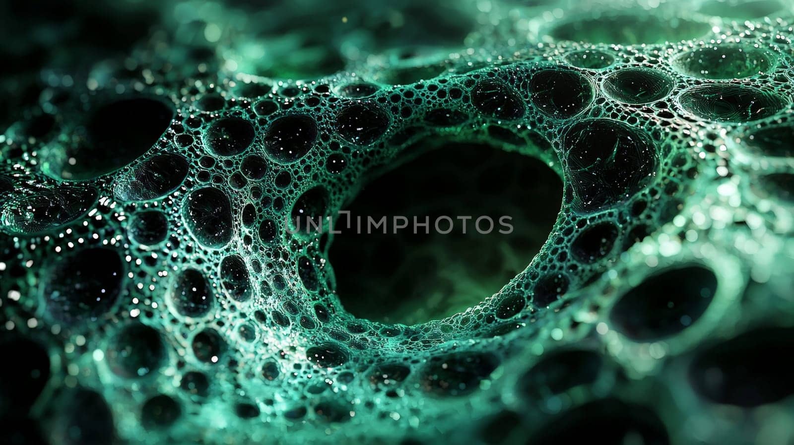 A captivating abstract background featuring a grid pattern in green and black tones. The intricate design is rendered in hyper-detail with high resolution, offering a sharp and immersive visual experience. High contrast and 3D rendering techniques create depth, enhancing the geometric structure of the grid and making it a bold and dynamic composition.