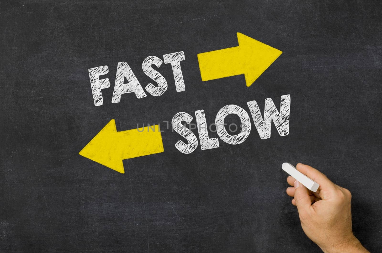 Fast or Slow written on a blackboard