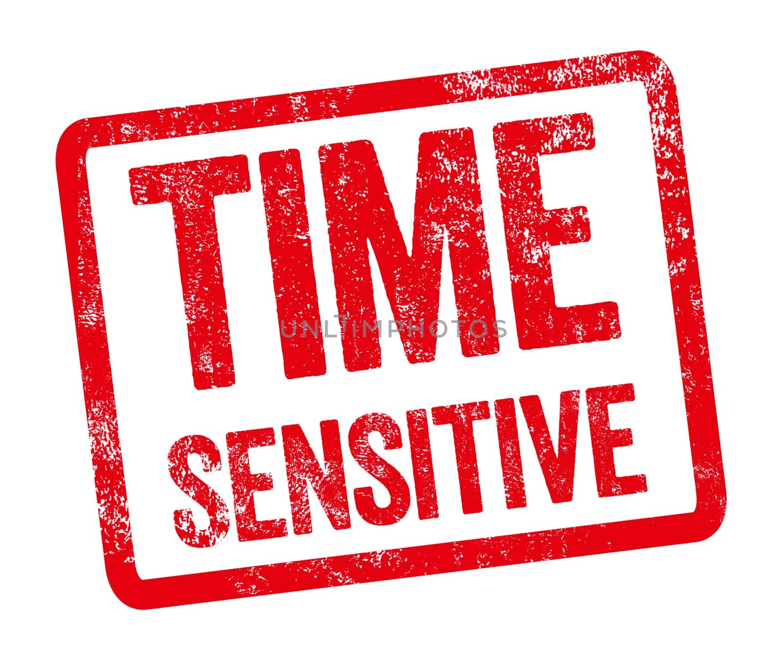 Red stamp on a white background - Time sensitive