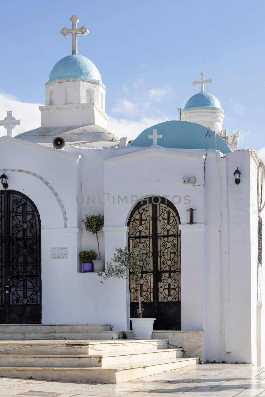 Saint George's chapel on top of Mount Lycabettus, Athens, Greece. Peak is the highest point in Central Athens
