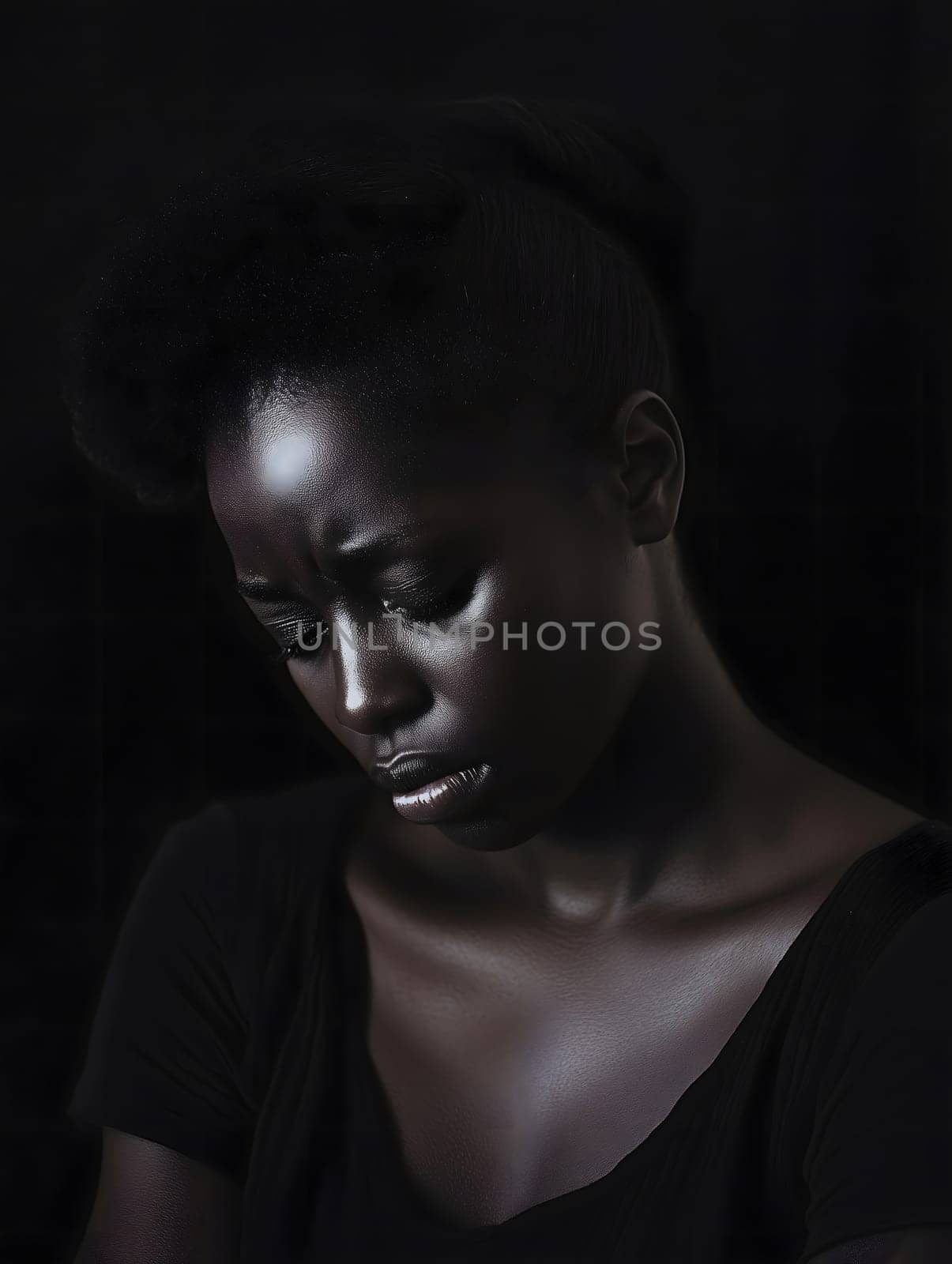 Sad Depressed Black Woman Emotional Sadness