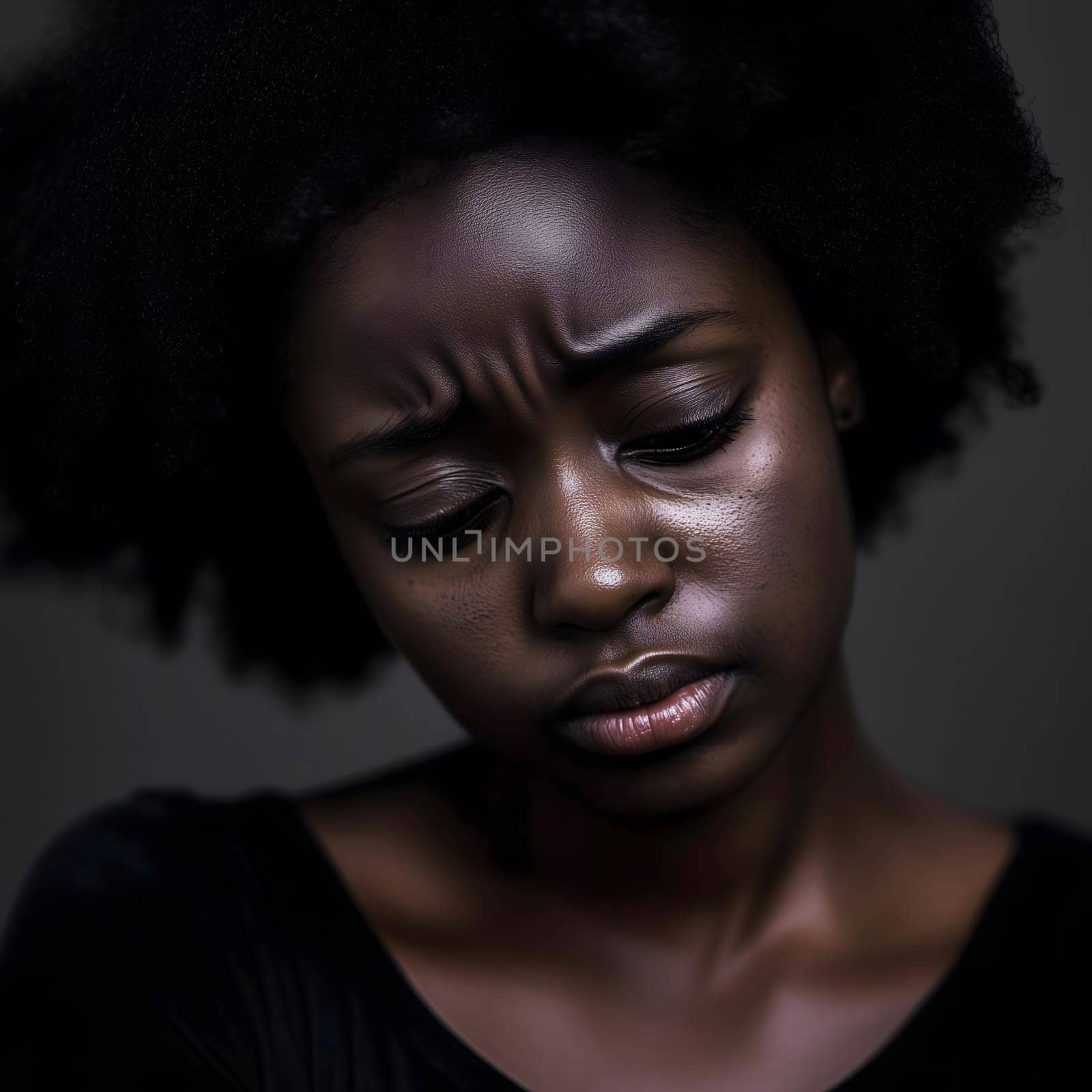 Sad Depressed Black Woman Emotional Sadness