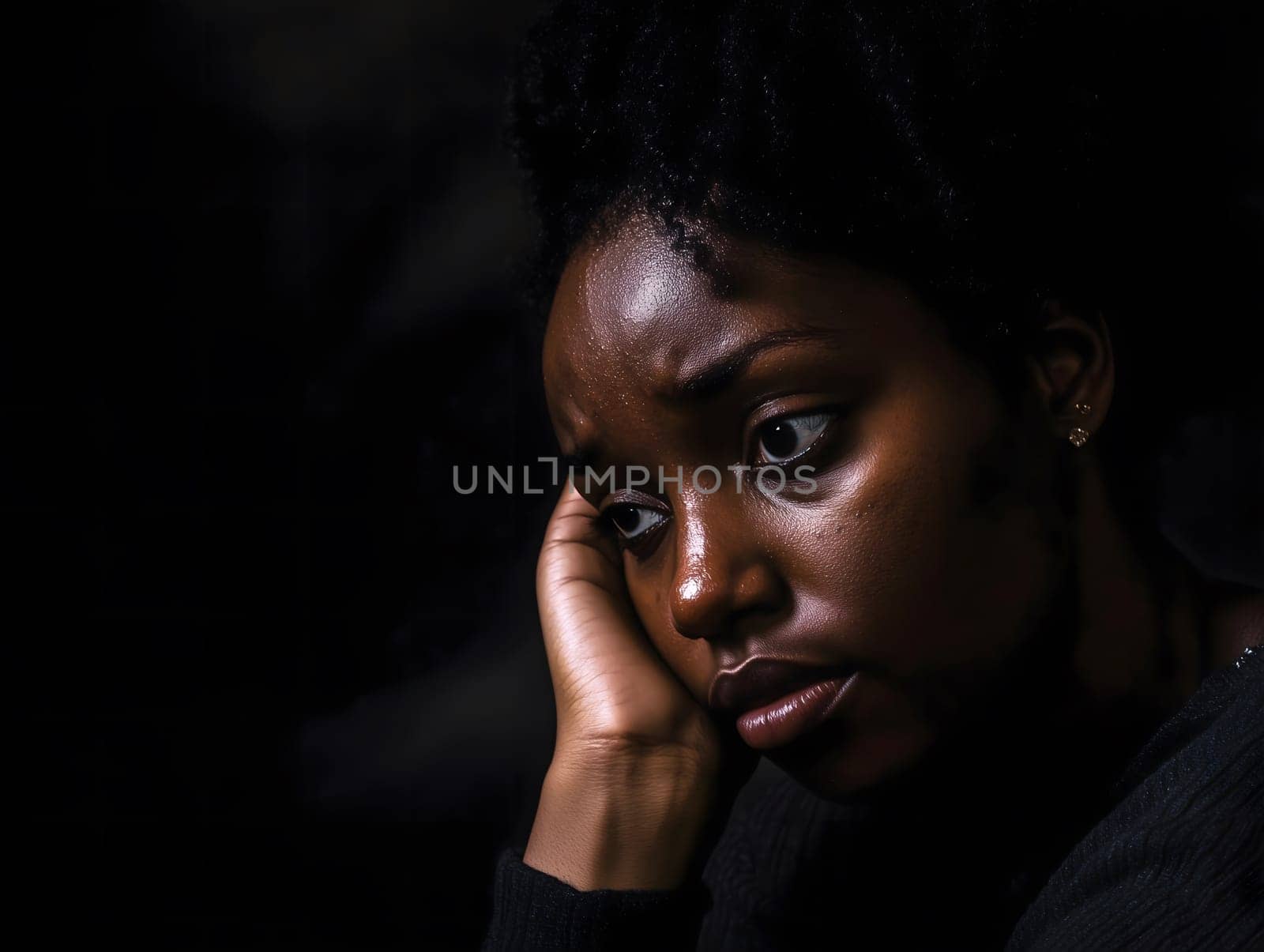 Sad Depressed Black Woman Emotional Sadness