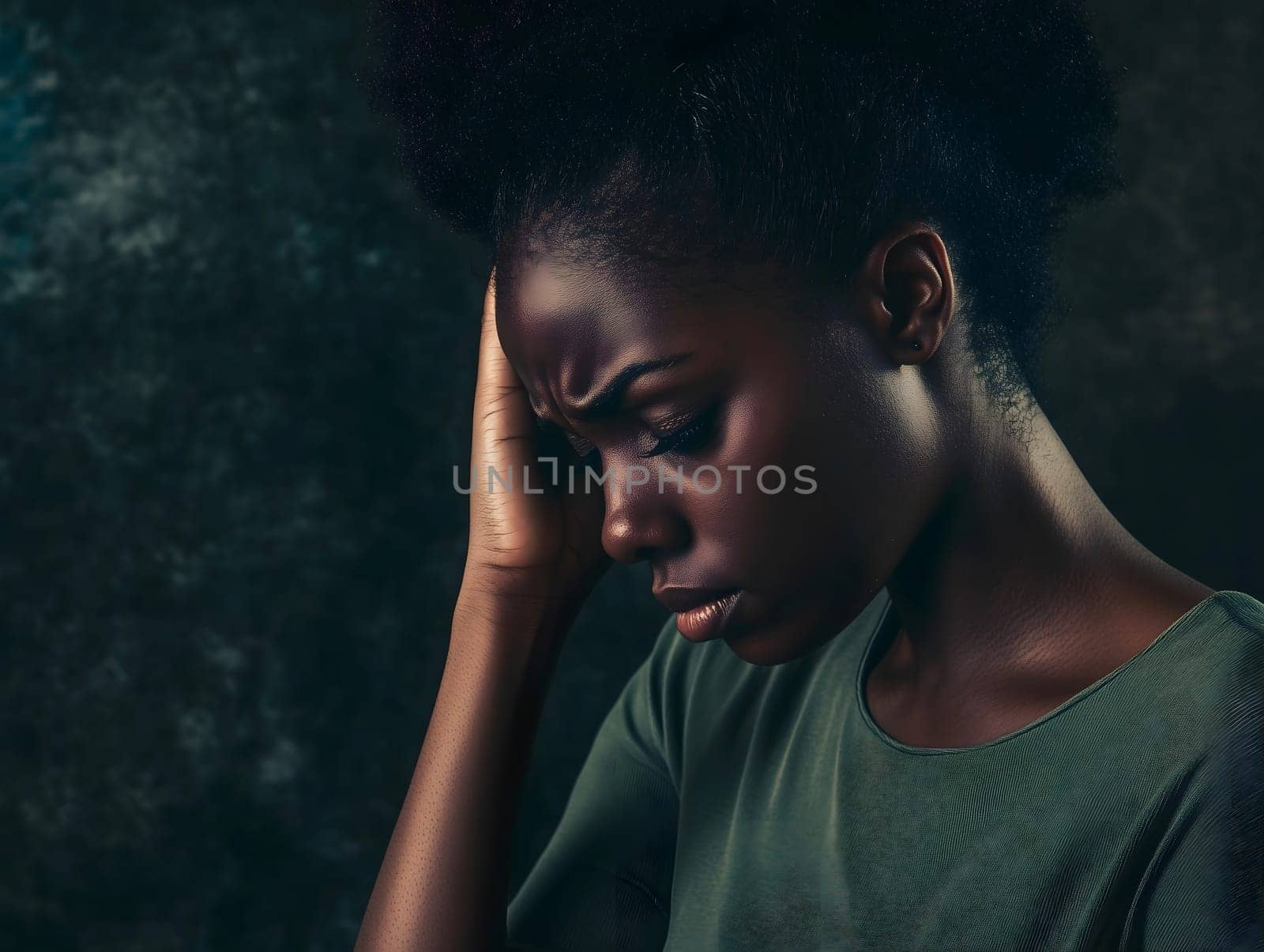 Sad Depressed Black Woman Emotional Sadness