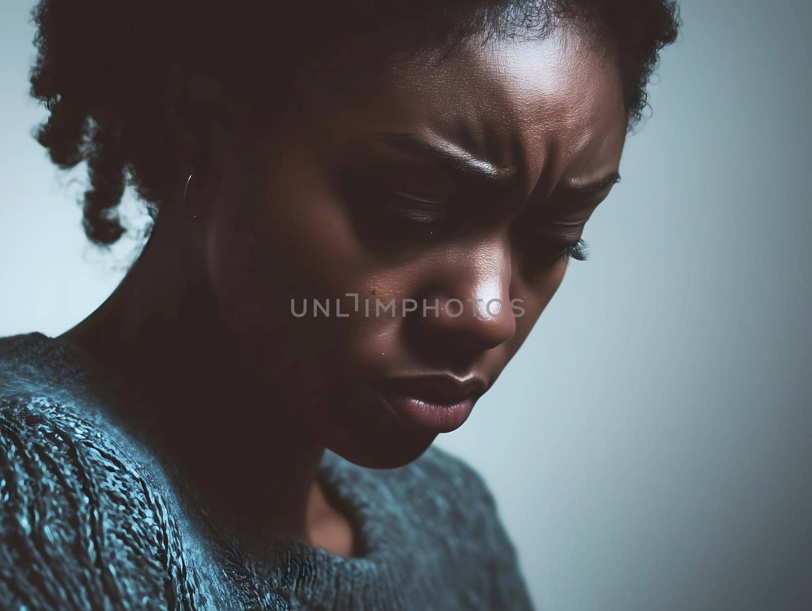 Sad Depressed Black Woman Emotional Sadness