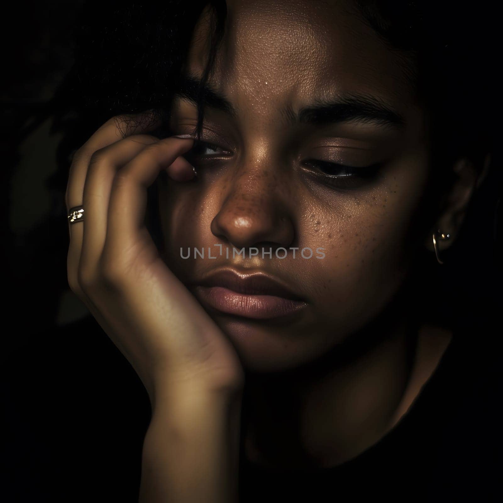 Sad Depressed Black Woman Emotional Sadness
