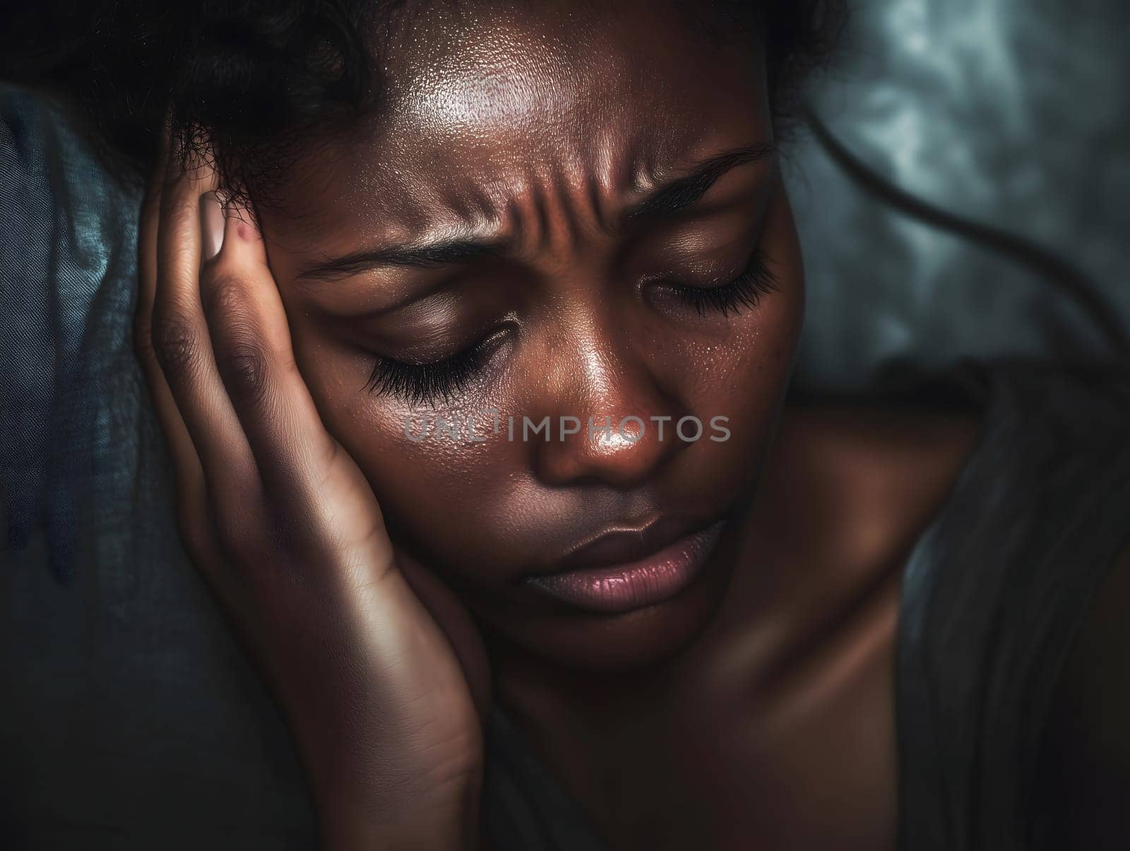 Sad Depressed Black Woman Emotional Sadness