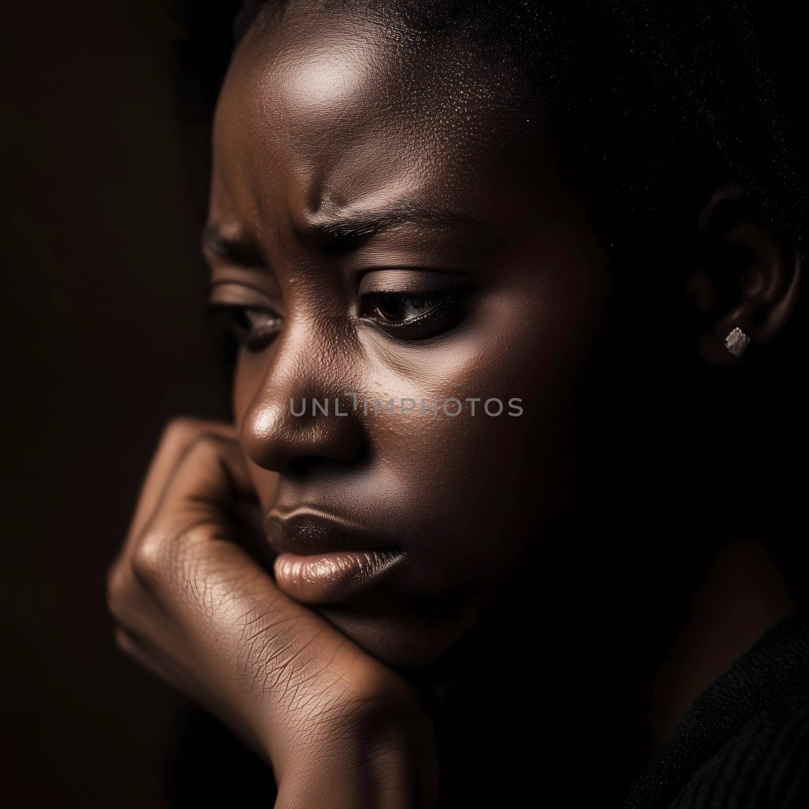 Sad Depressed Black Woman Emotional Sadness