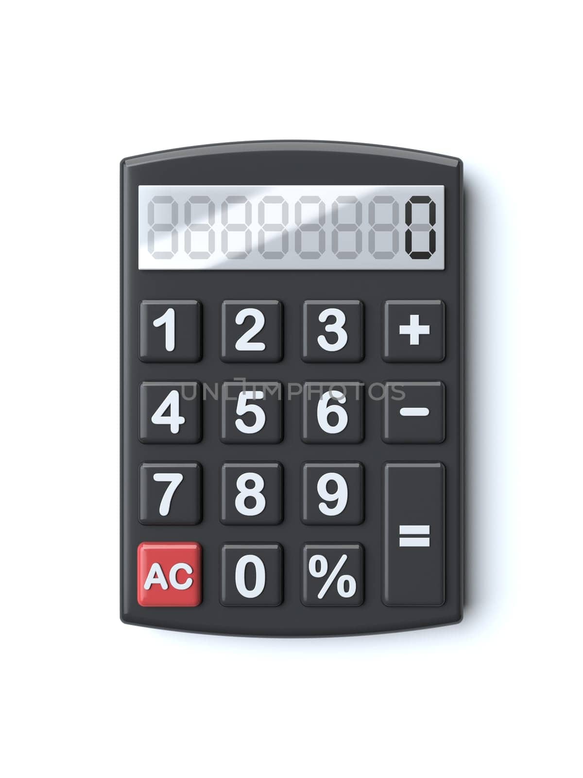 Simple calculator 3D rendering illustration isolated on white background