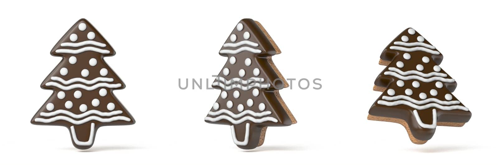 Gingerbread Christmas tree 3D rendering illustration isolated on white background