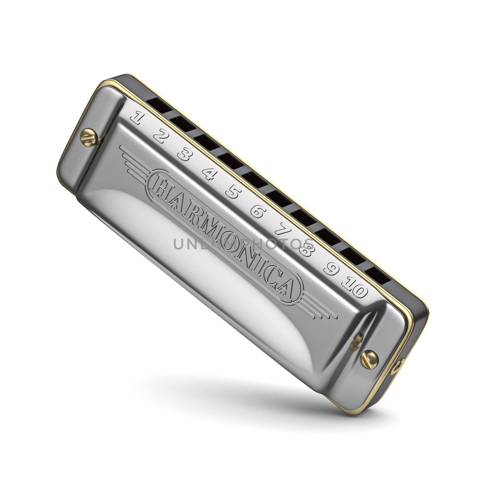 Diatonic harmonica 3D rendering illustration isolated on white background