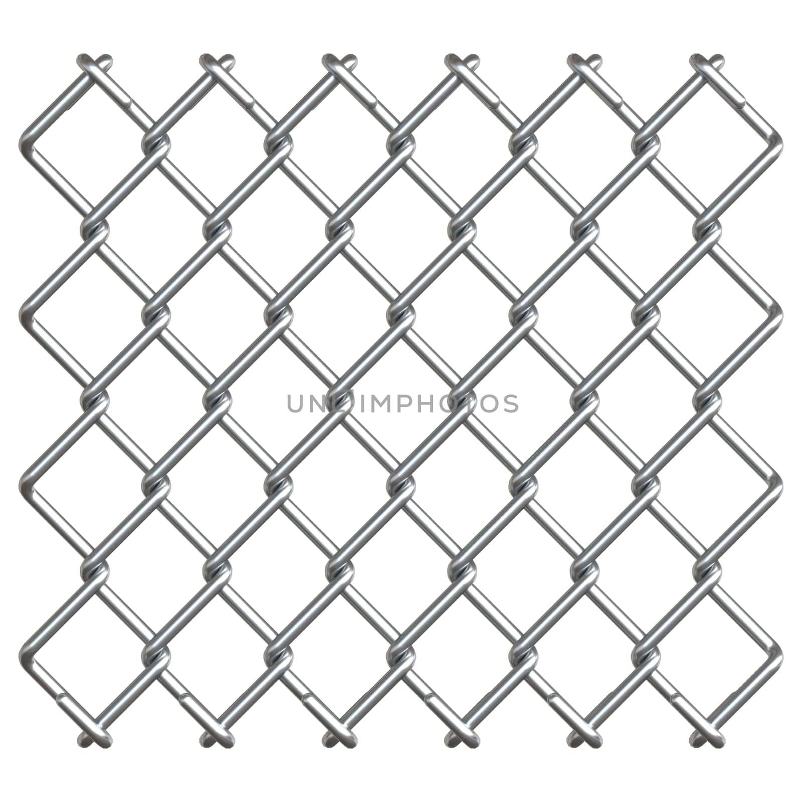 Steel wire mesh fence 3D rendering illustration isolated on white background