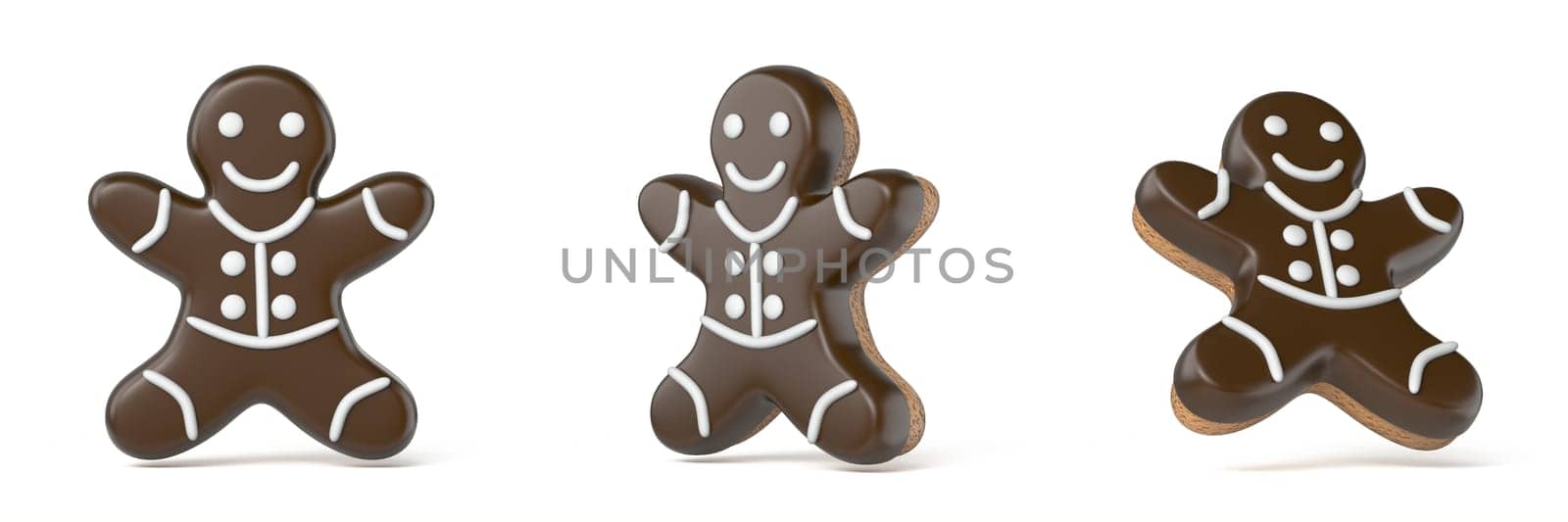 Gingerbread man 3D rendering illustration isolated on white background