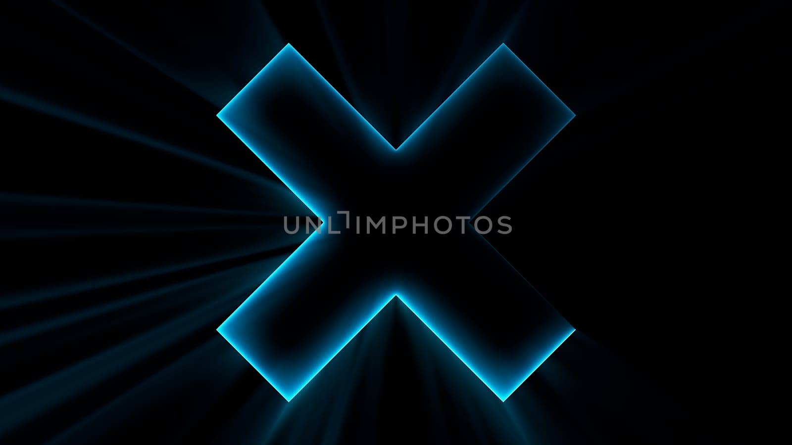 Cross shape or letter X. Computer generated 3d render