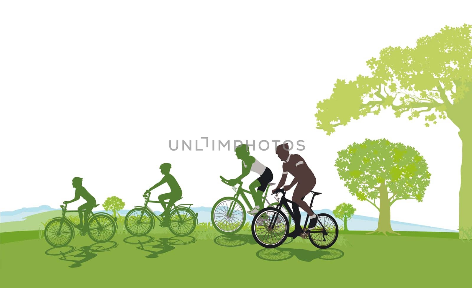 Cycling with the family in nature Illustration