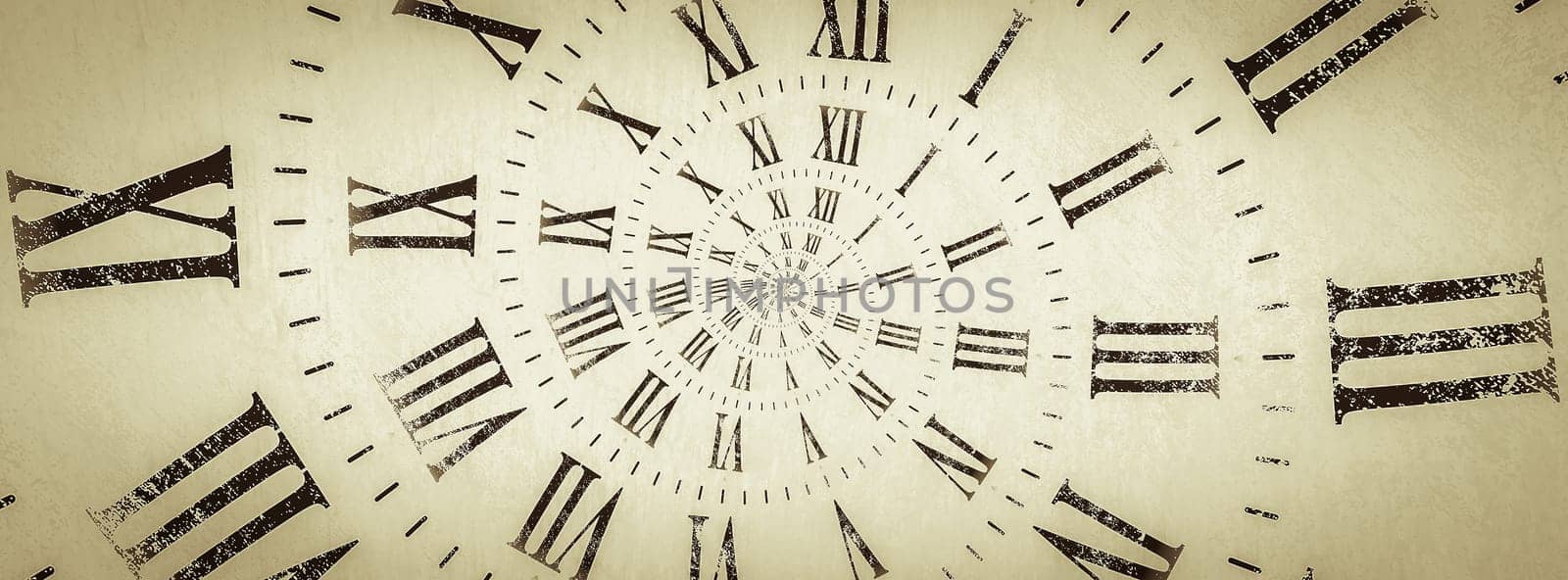 Time background. Concept of hypnosis, past, future. Round spiral, droste geometric graphic.