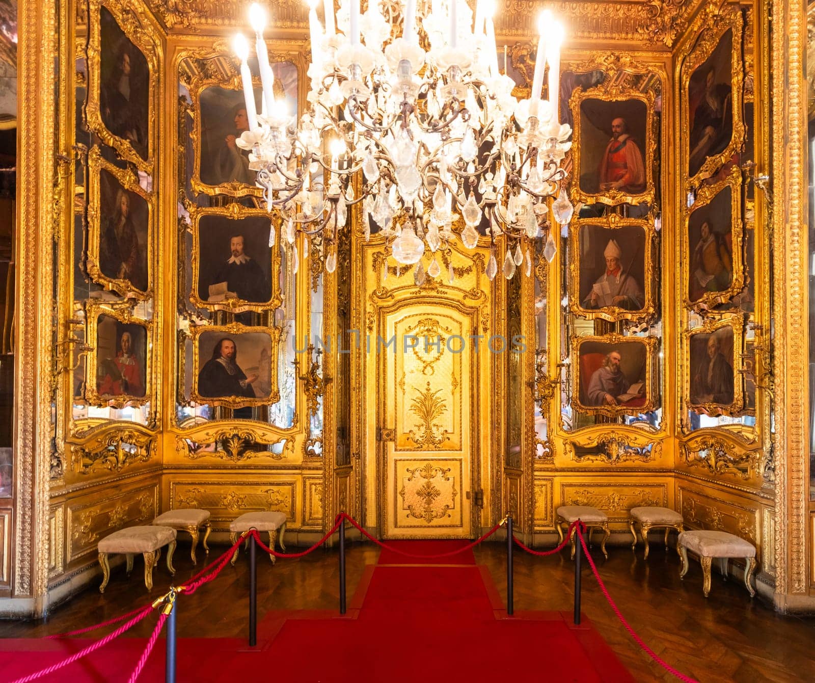 Turin, Italy - 22 April 2023: Royal Palace interior, luxury baroque building, historical castle