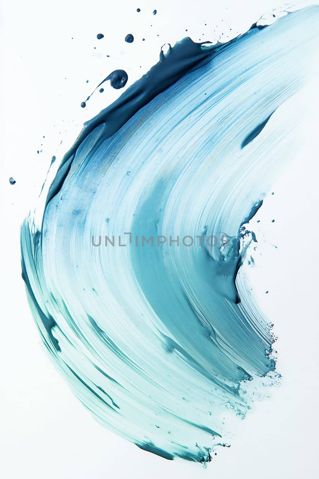 A smooth blue brushstroke gracefully curves across a white canvas, showcasing artistic fluidity and vibrant color contrast.