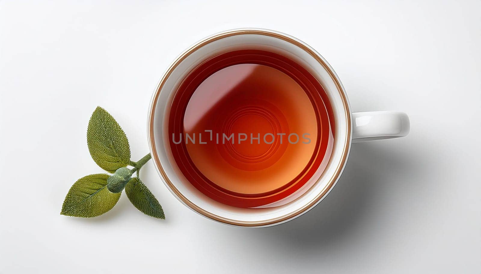 cup of tea flat top view, AI generated image