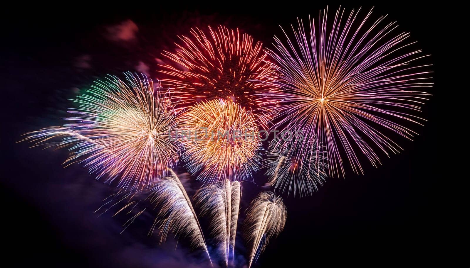 fireworks display useful as a background, AI generated image