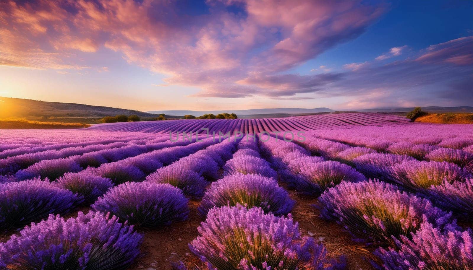 field of lavender flowers, AI generated image