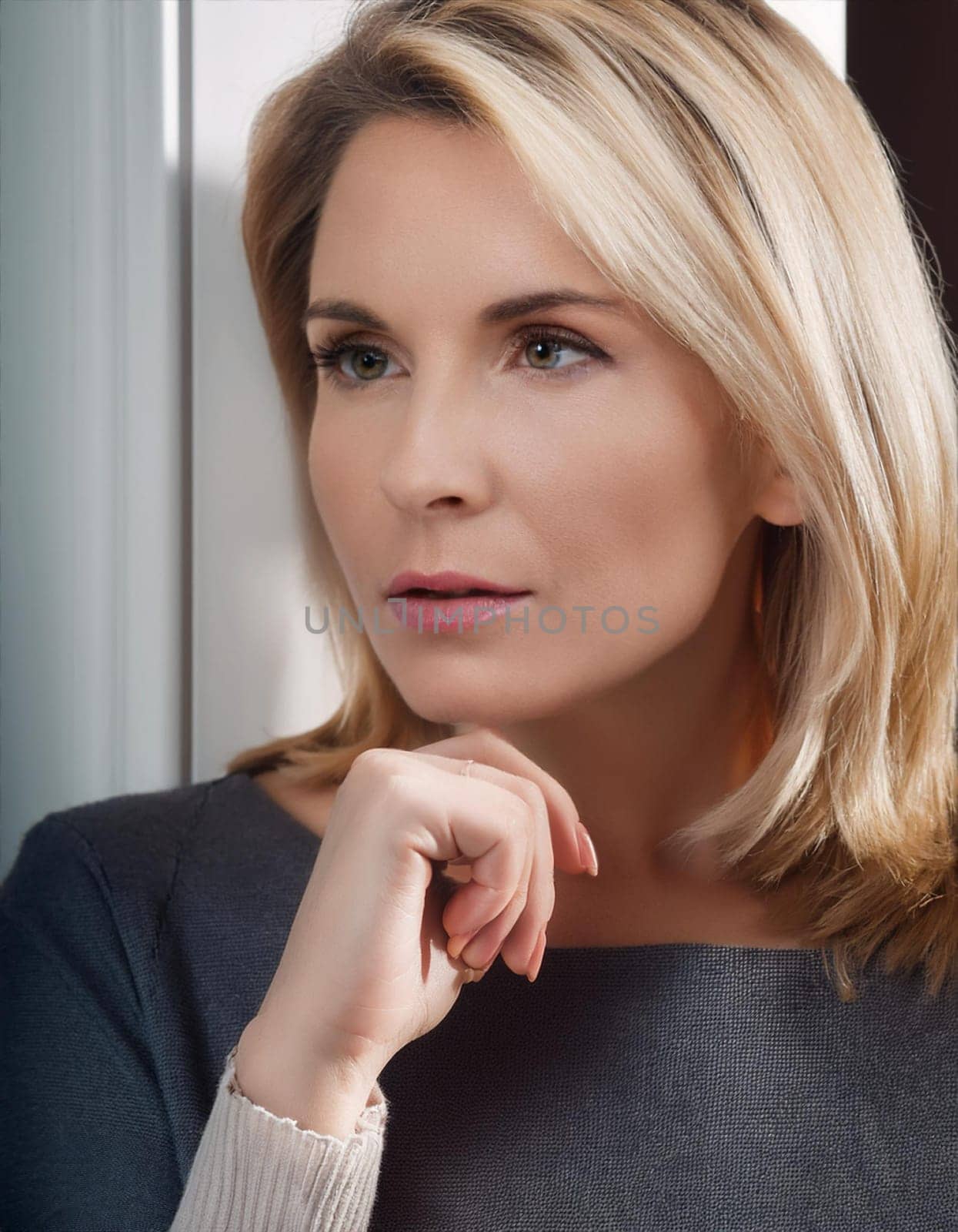 regular girl next door understated beauty, AI generated image