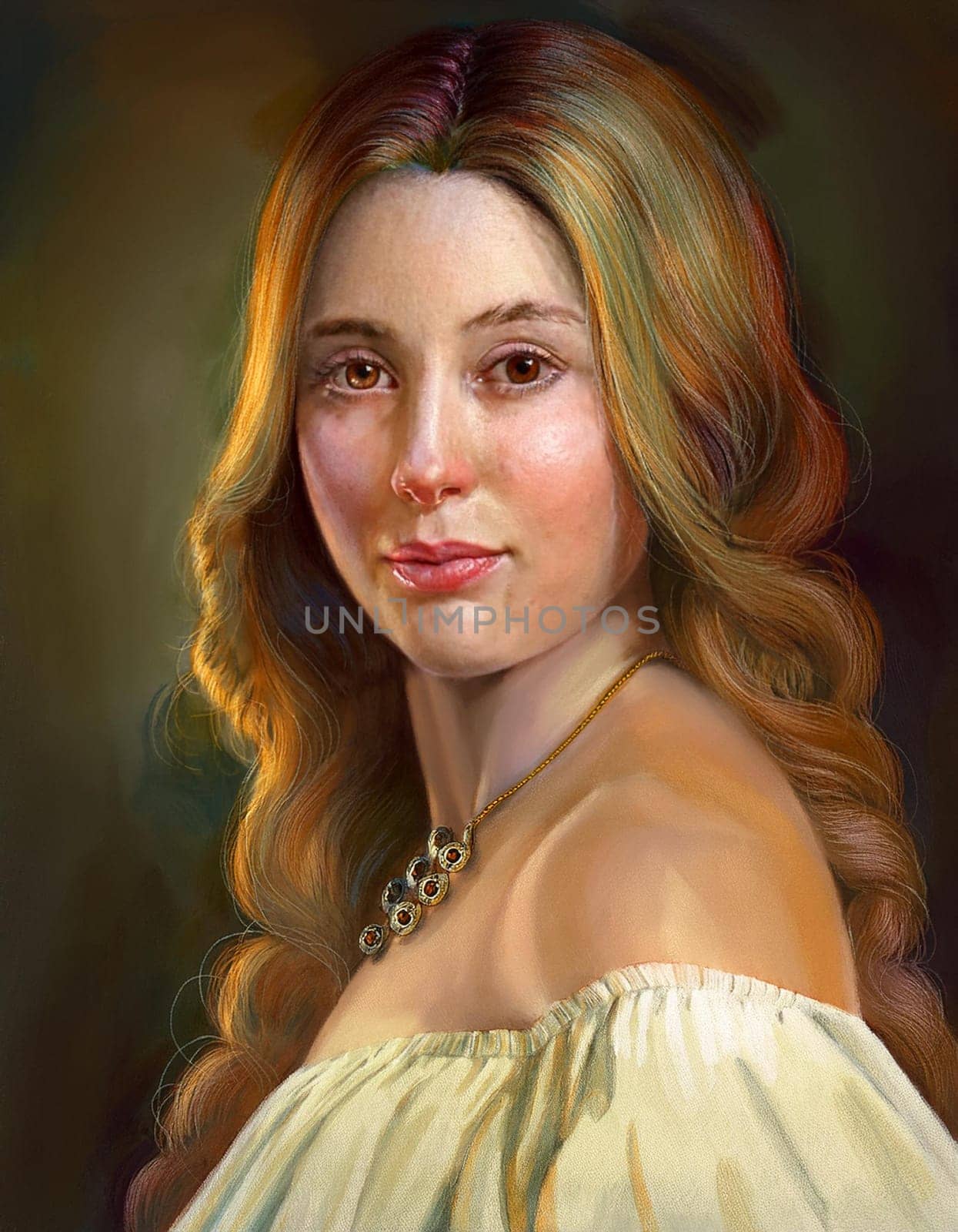 portrait of pretty young woman, AI generated image
