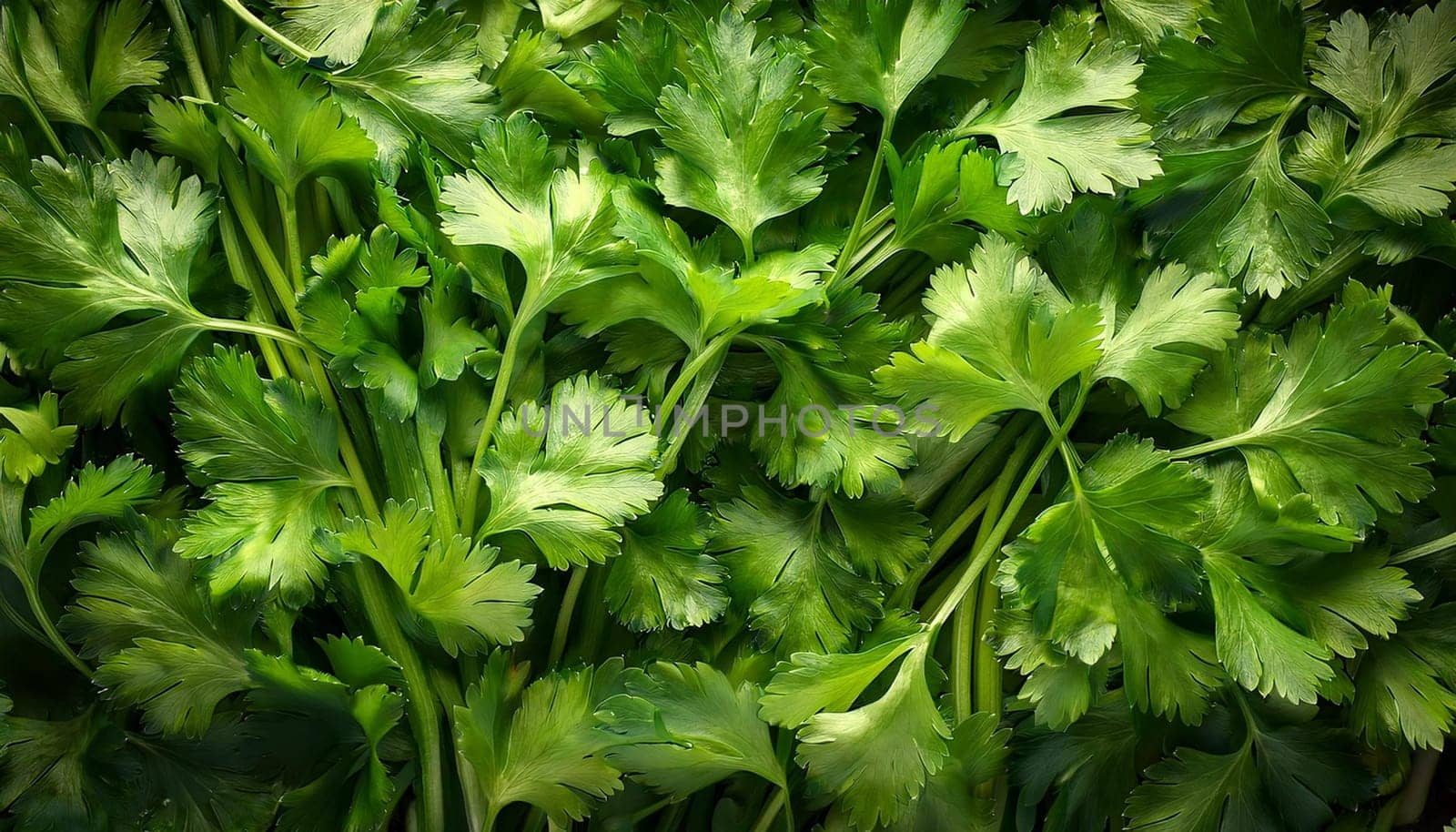 cilantro or parsley flat view, AI generated image