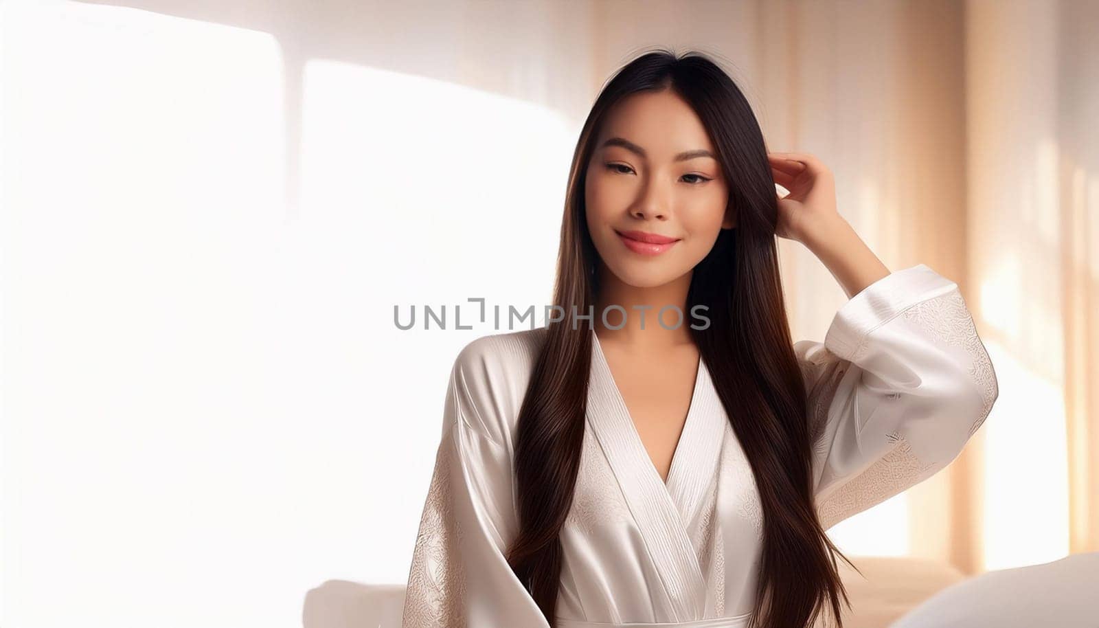 gorgeous young chinese woman in white dress, AI generated image