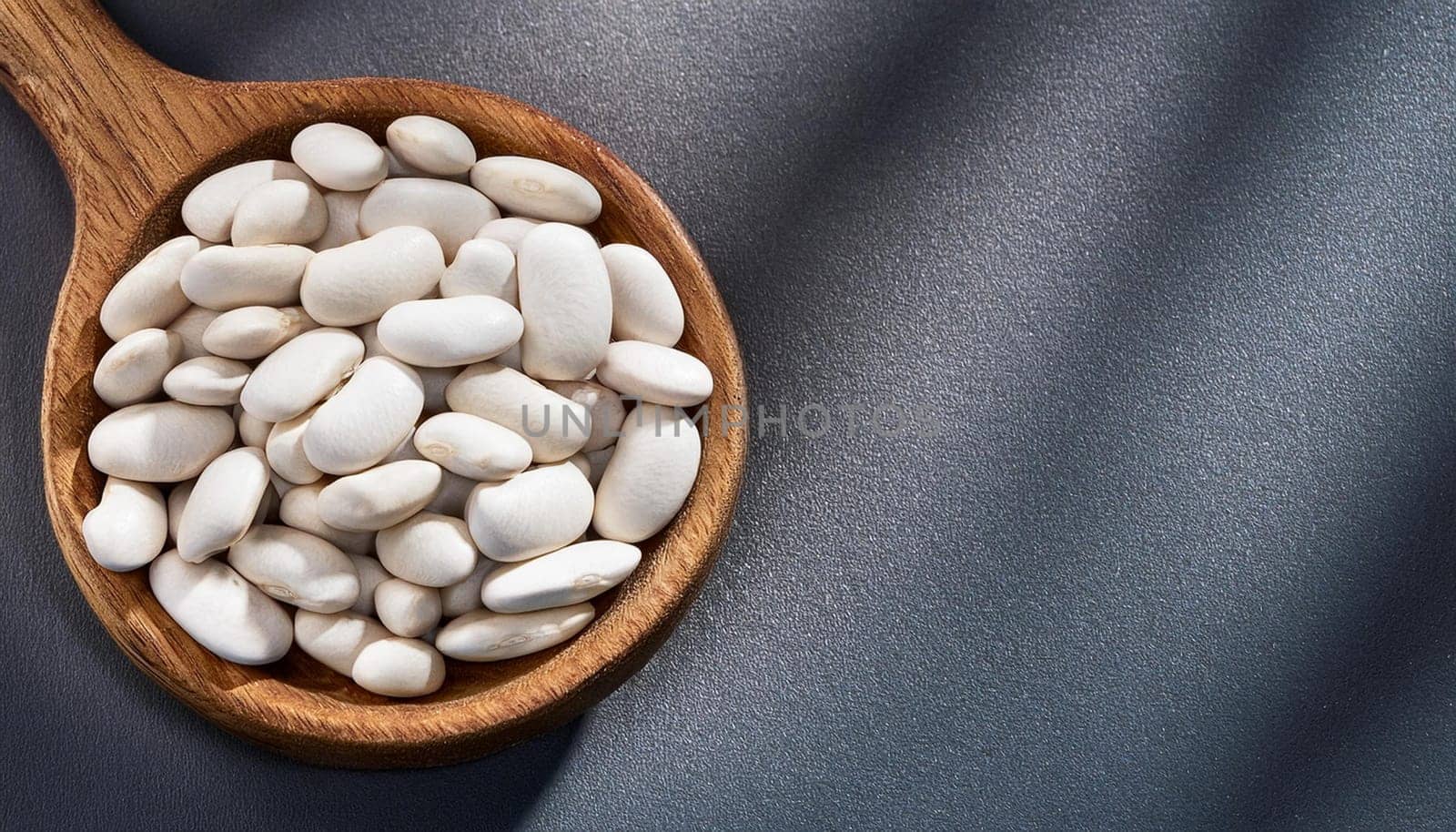 navy beans top flat view, AI generated image