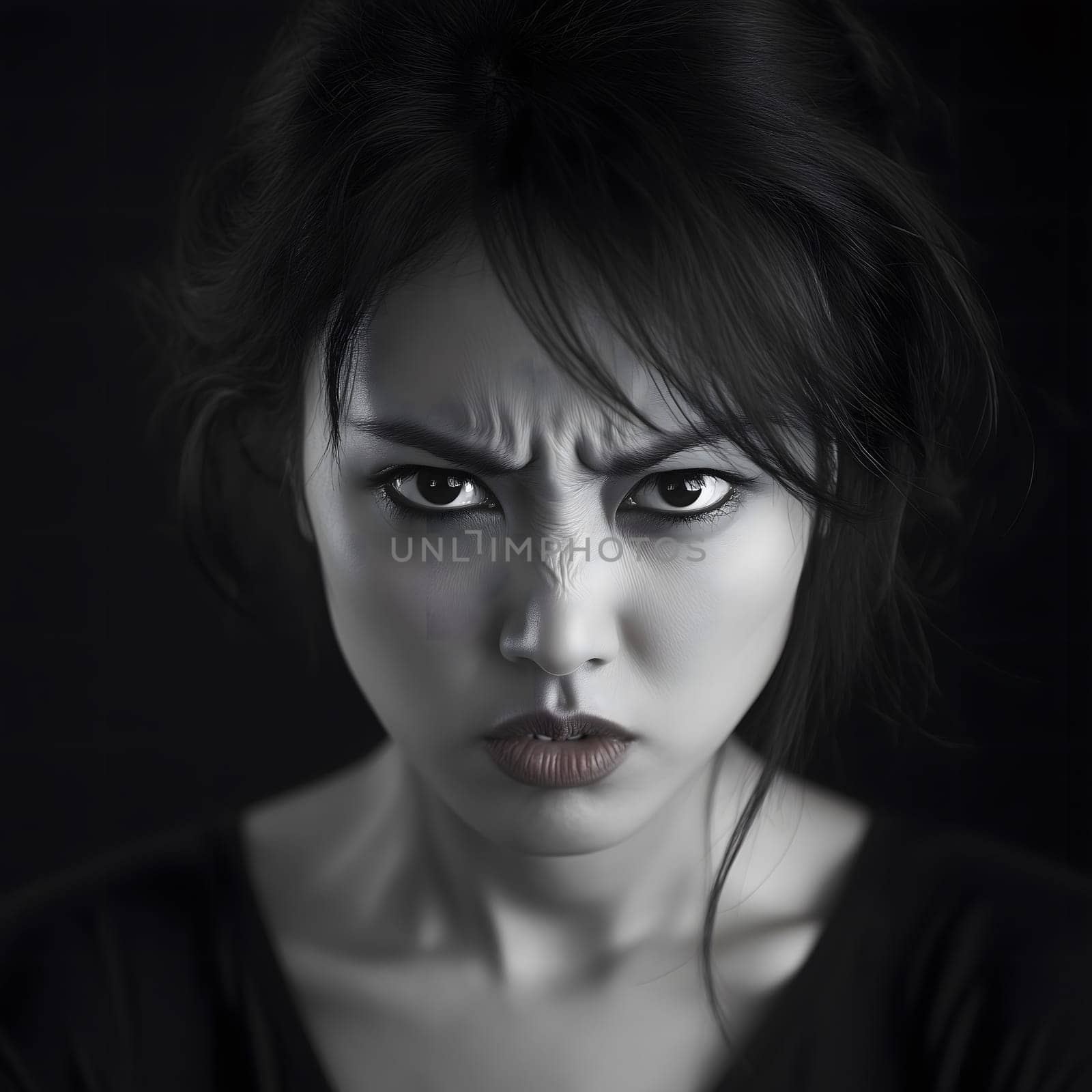 Angry Serious Asian Woman Emotional Lady Portrait