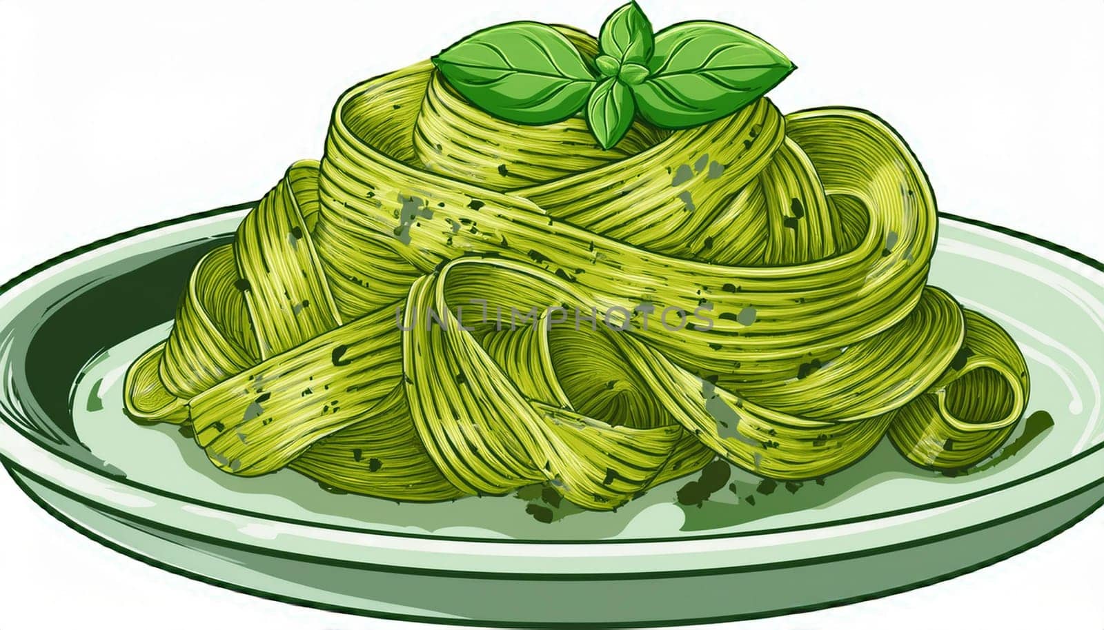 tagliatelle al pesto pasta, AI generated image
